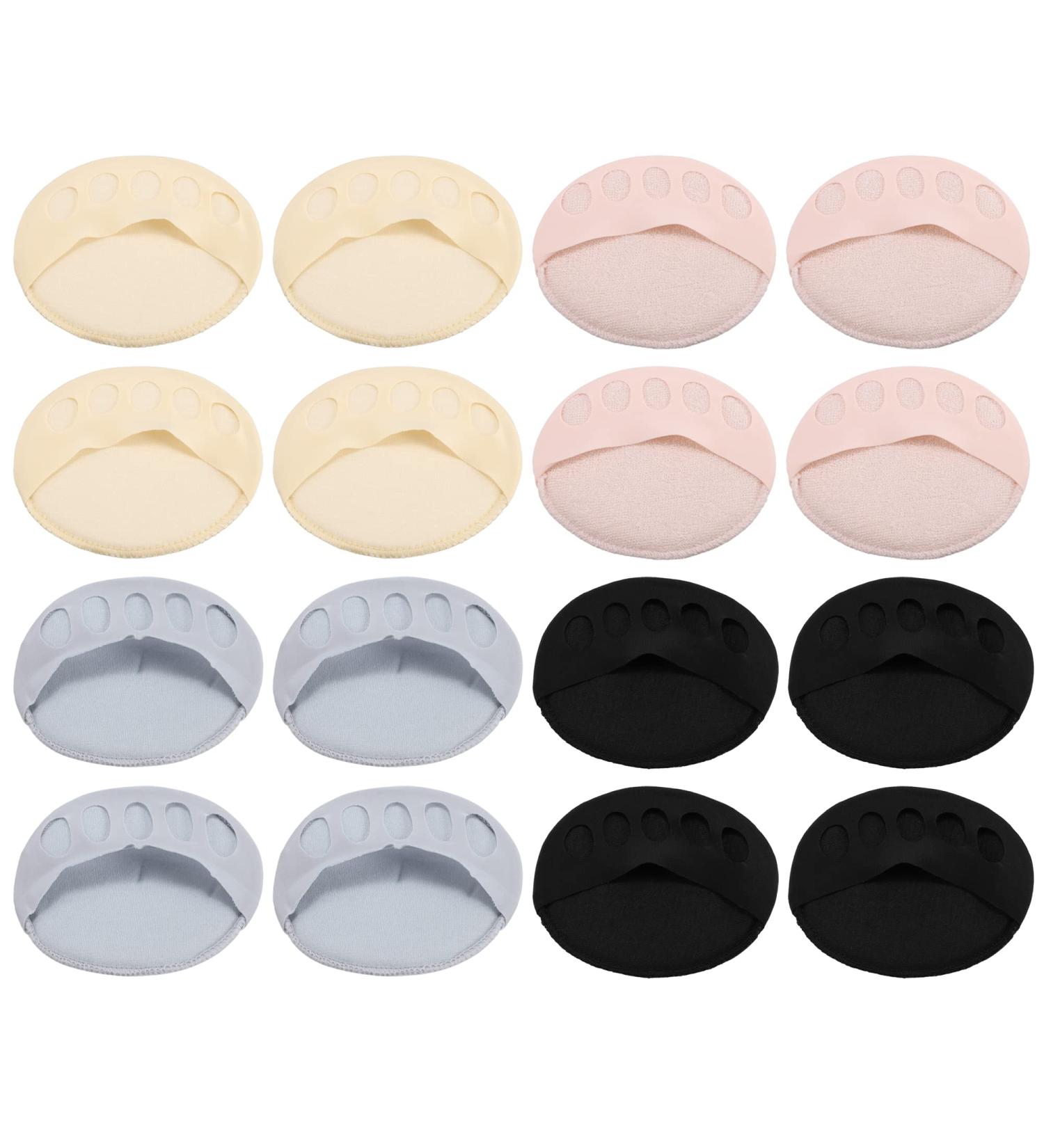 VOCOSTE 8 Pairs Forefoot Pads - Soft Fabric Breathable & Colorful Five Toes Support | Black Pink Gray Beige - Buy Online on GoSupps.com