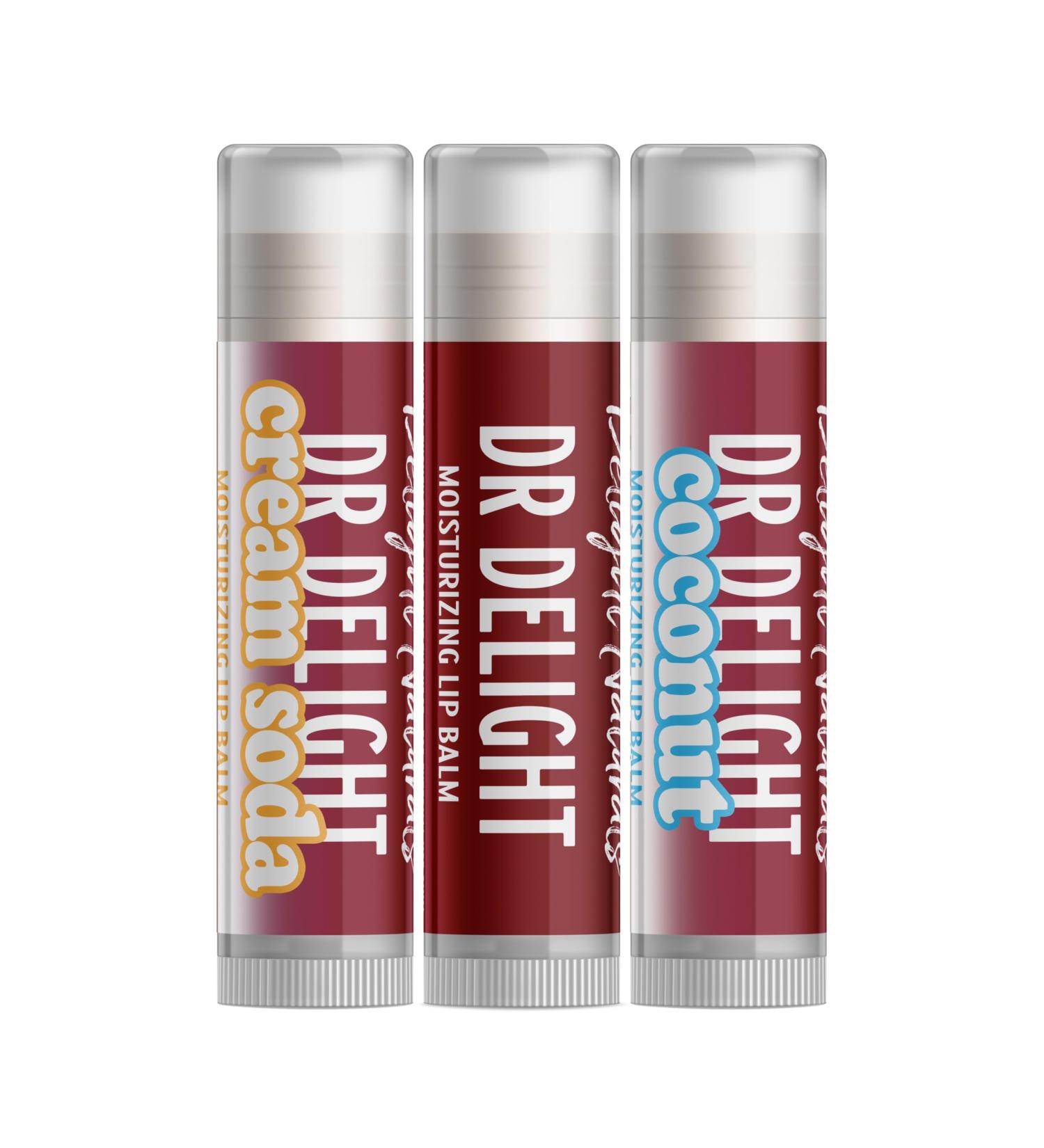 Delight Naturals Dr Delight Soda Lip Balm Set - Dr Delight Dr Delight Coconut Dr Delight Cream Soda - Buy Online on GoSupps.com
