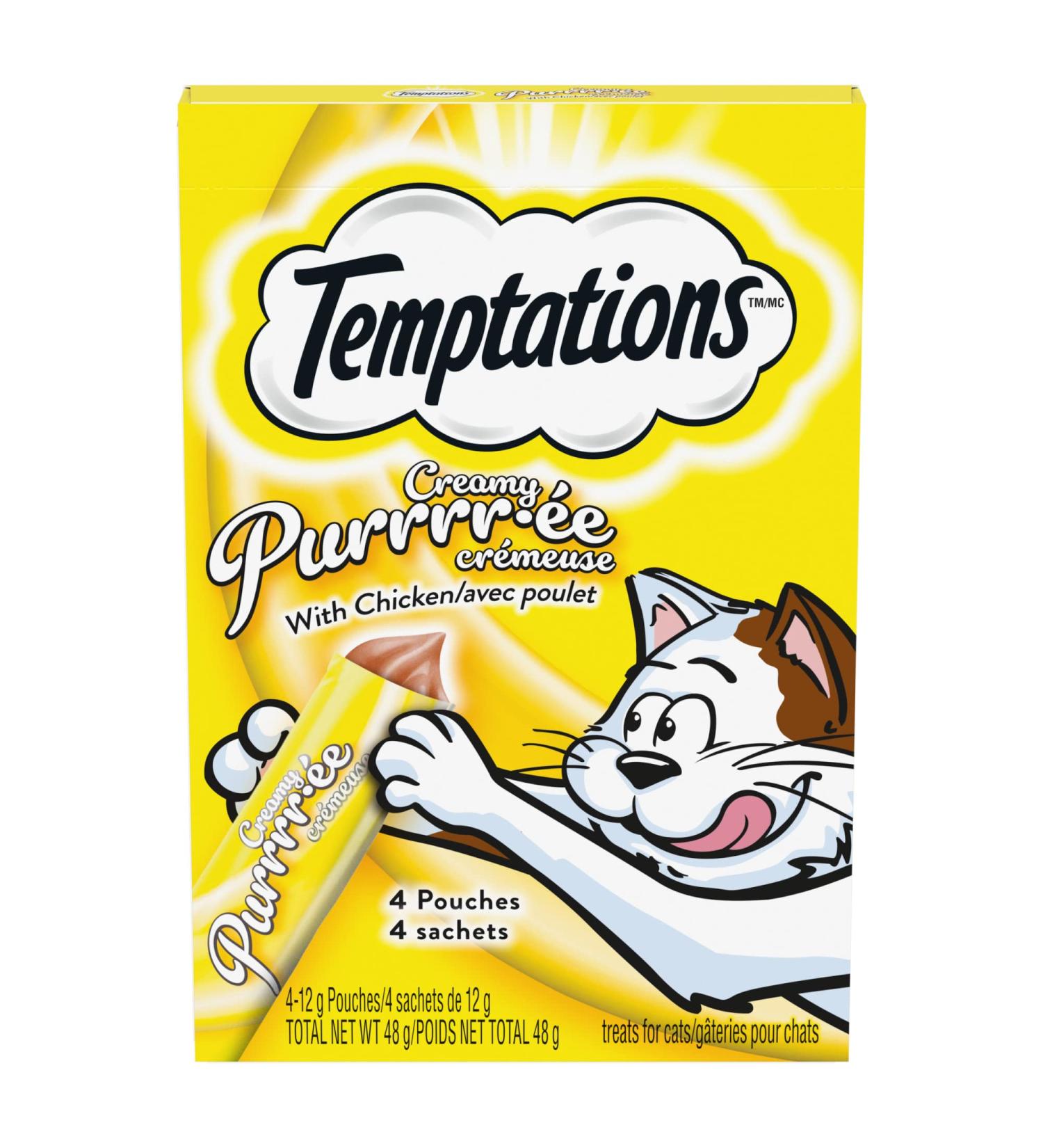 TEMPTATIONS Cat Treats Adult Creamy Puree Lickables Chicken 44 x 12g Pouches - Buy Online on GoSupps.com