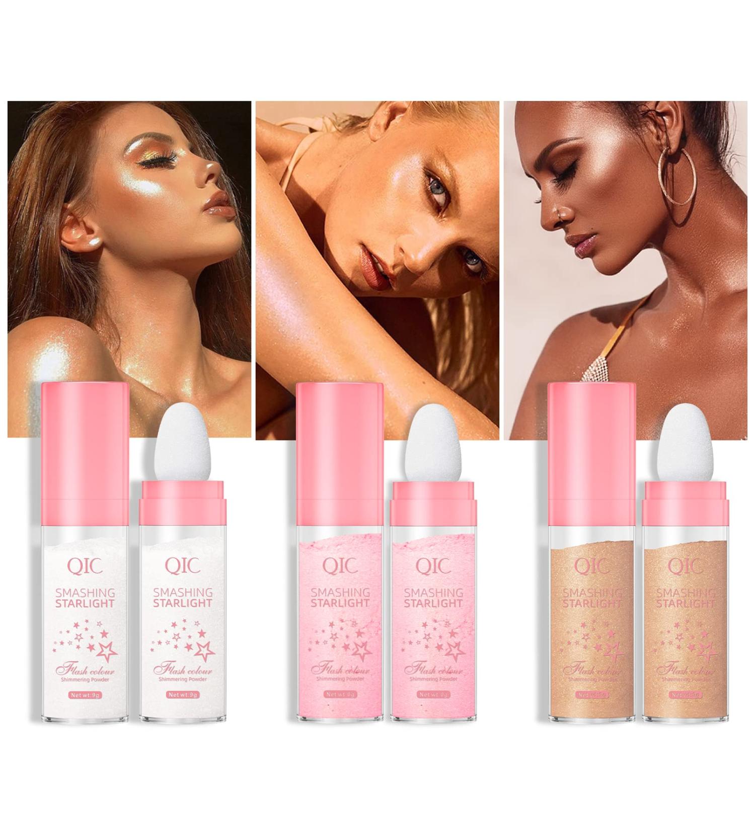 AZLESLOG 3 Colors Fairy Highlighter Powder Stick Set - Shimmer Glitter Powder for Hair, Face & Body Glow - Buy Online on GoSupps.com