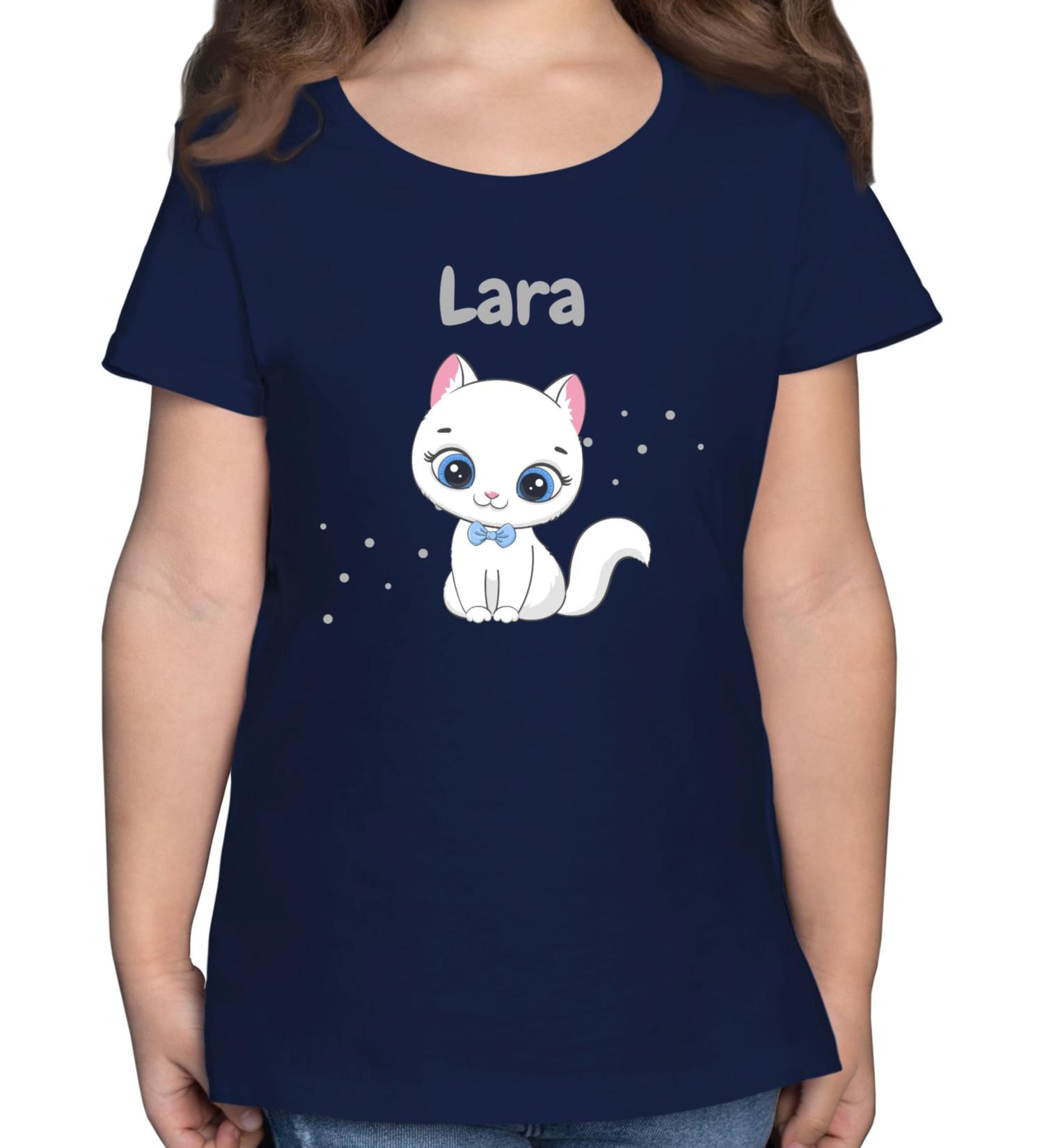 Personalized Gift for Girls - Cute Cat T-Shirt by Shirtracer - Dark Blue Design 03 - Custom Name - Buy Online on GoSupps.com