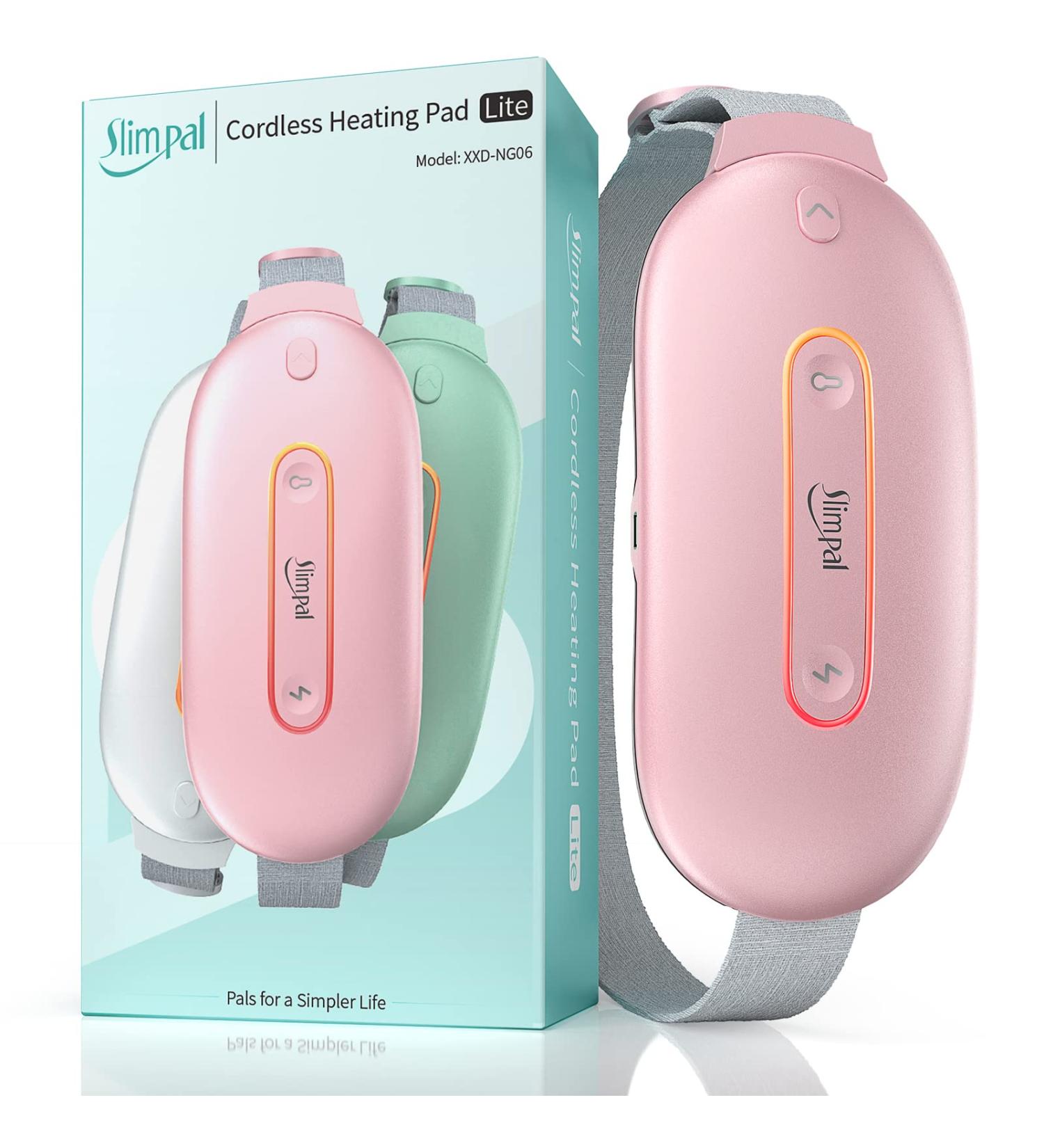 Slimpal Cordless Heating Pad with Massager - Fast Heat Wrap for Cramps & Back Pain Relief - USB Rechargeable - Pink - Buy Online on GoSupps.com