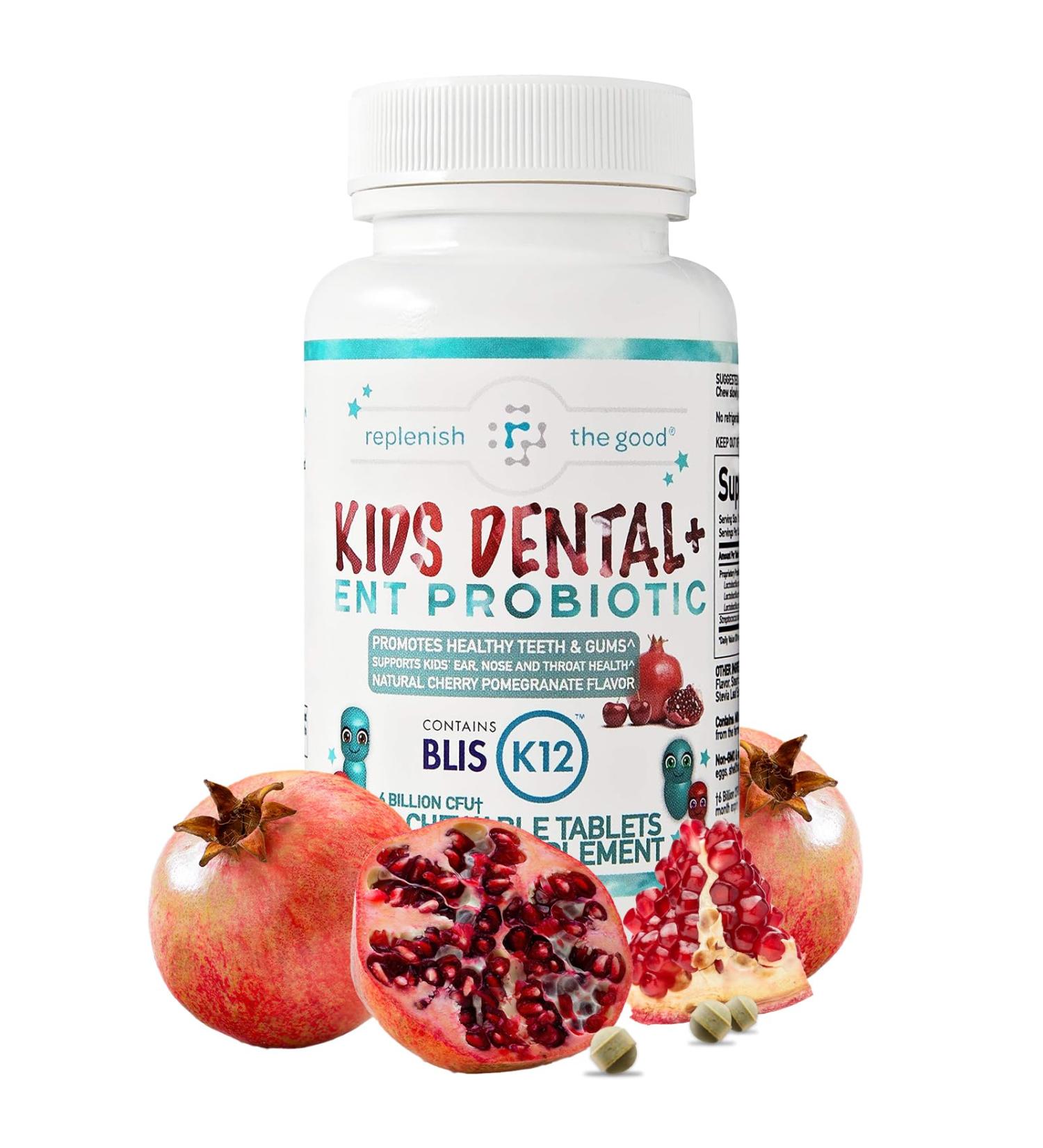 Replenish the Good Children's Dental Probiotic Chewables - Digestive & Immune Support - Oral Probiotics for Healthy Teeth and Gums Bad Breath & ENT Support - Cherry-Pomegranate Flavor (60 Count) - Buy Online on GoSupps.com