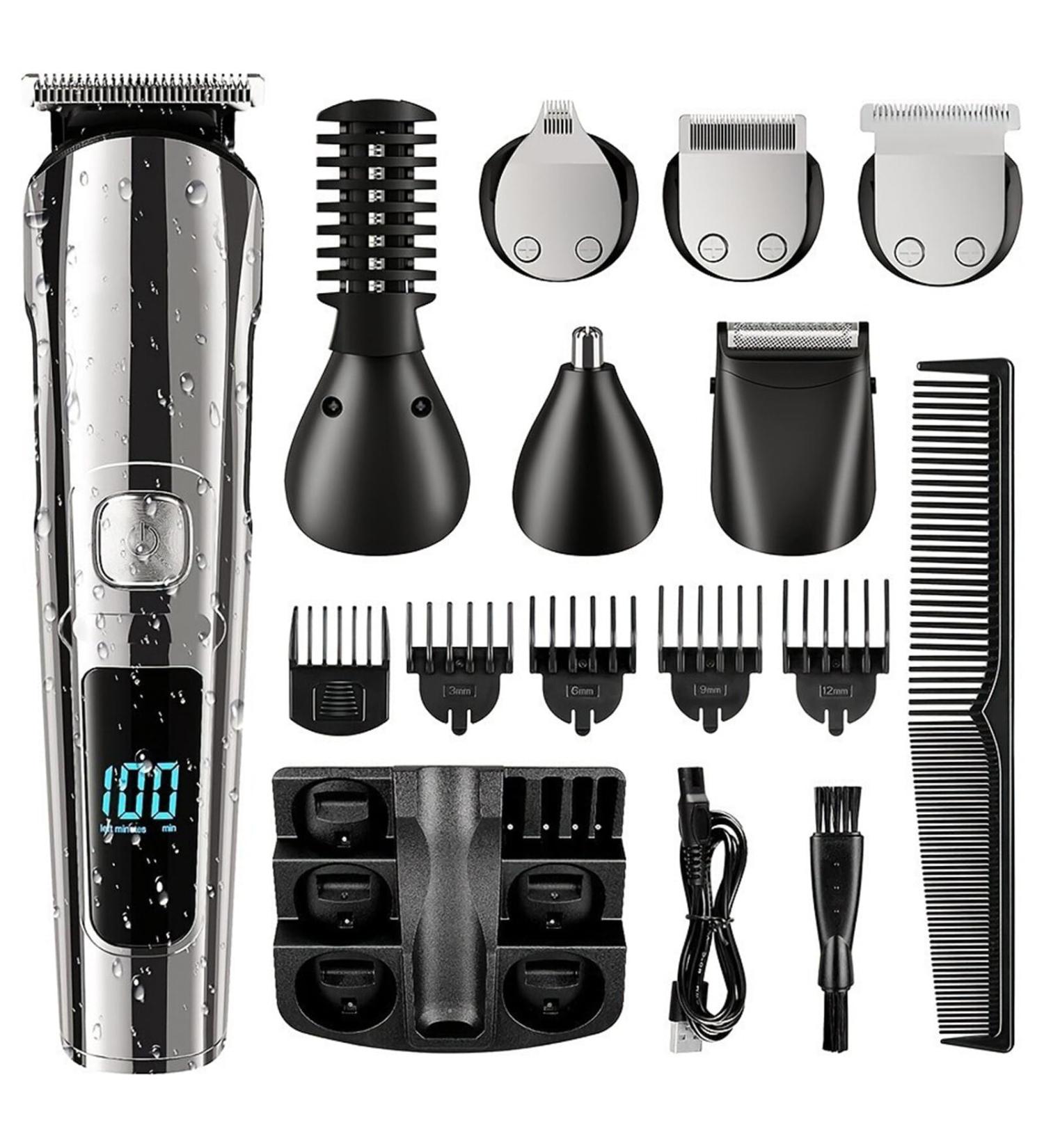 Esenlong Beard Trimmer for Men 15- in- 1 All- in- One Grooming Kit Beard/Nose/Hair/Face/Body Hair Clipper USB Rechargeable& LCD Display Cordless Rechargeable Hair Clippers - Buy Online on GoSupps.com