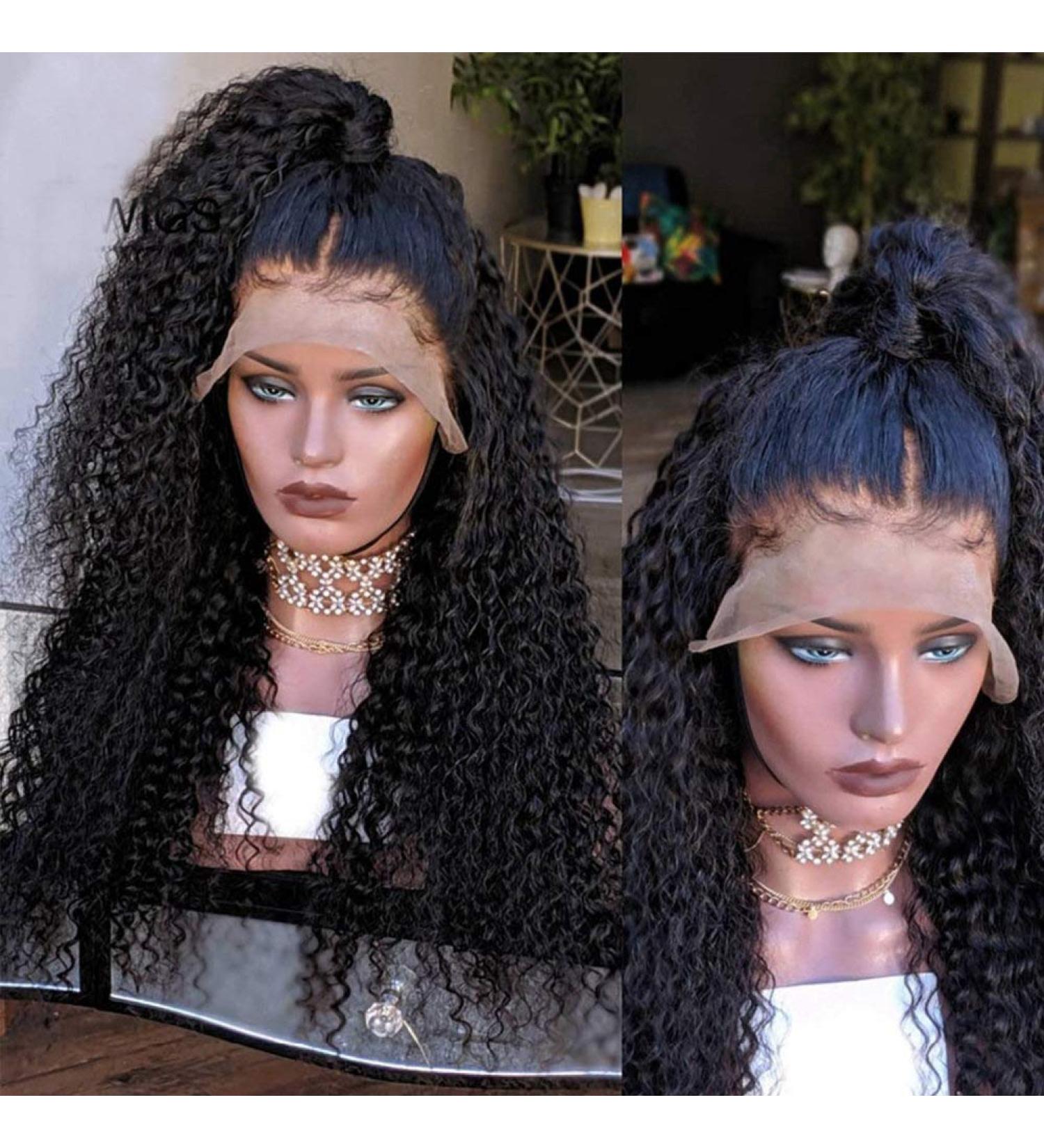 Buy Curly Human Hair Wig | Lace Front Long Wavy Synthetic Wigs for Women | 14-Inch Heat-Resistant Real Hair Wig with Baby Hair - Buy Online on GoSupps.com