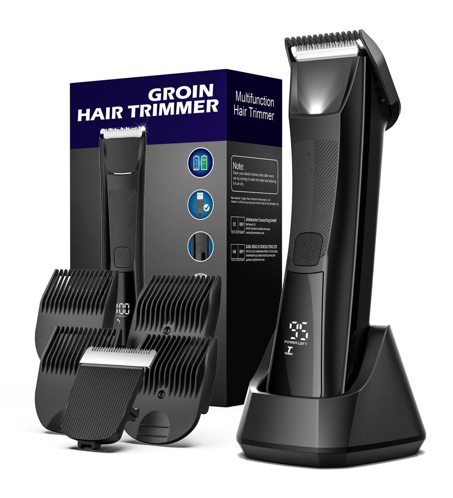 Premium Waterproof Electric Groin & Body Hair Trimmer for Men | Rechargeable Ceramic Blade Groomer | Ideal Ball & Pubic Hair Shaver - Buy Online on GoSupps.com