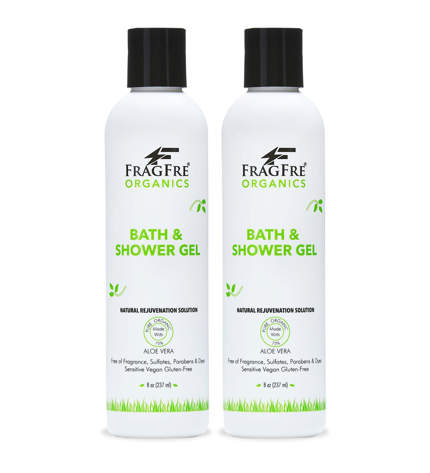 FRAGFRE Organic Shower Gel 2/Pack - Fragrance Free Sulfate Free Parabens Free - for Itchy Dry Sensitive Skins - 8 oz - Gluten Free Vegan Cruelty Free - Organic Aloe Vera Bath Shower Gel - pure Natural - Buy Online on GoSupps.com
