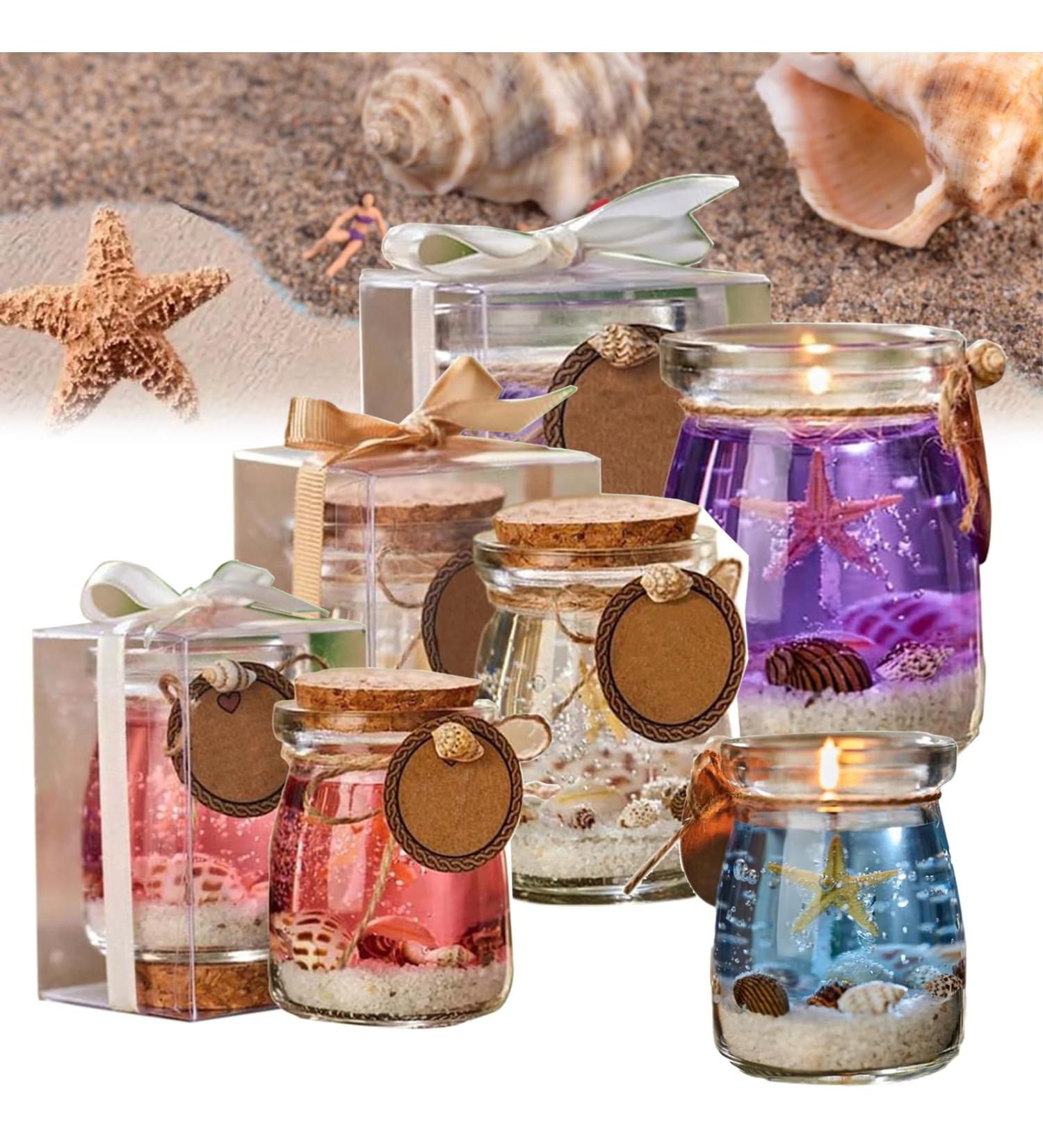 Ocean Theme Gel Candles Set - Handmade Scented Blue Purple Pink Candles for Home Decor & Gifts (4-Piece - Buy Online on GoSupps.com