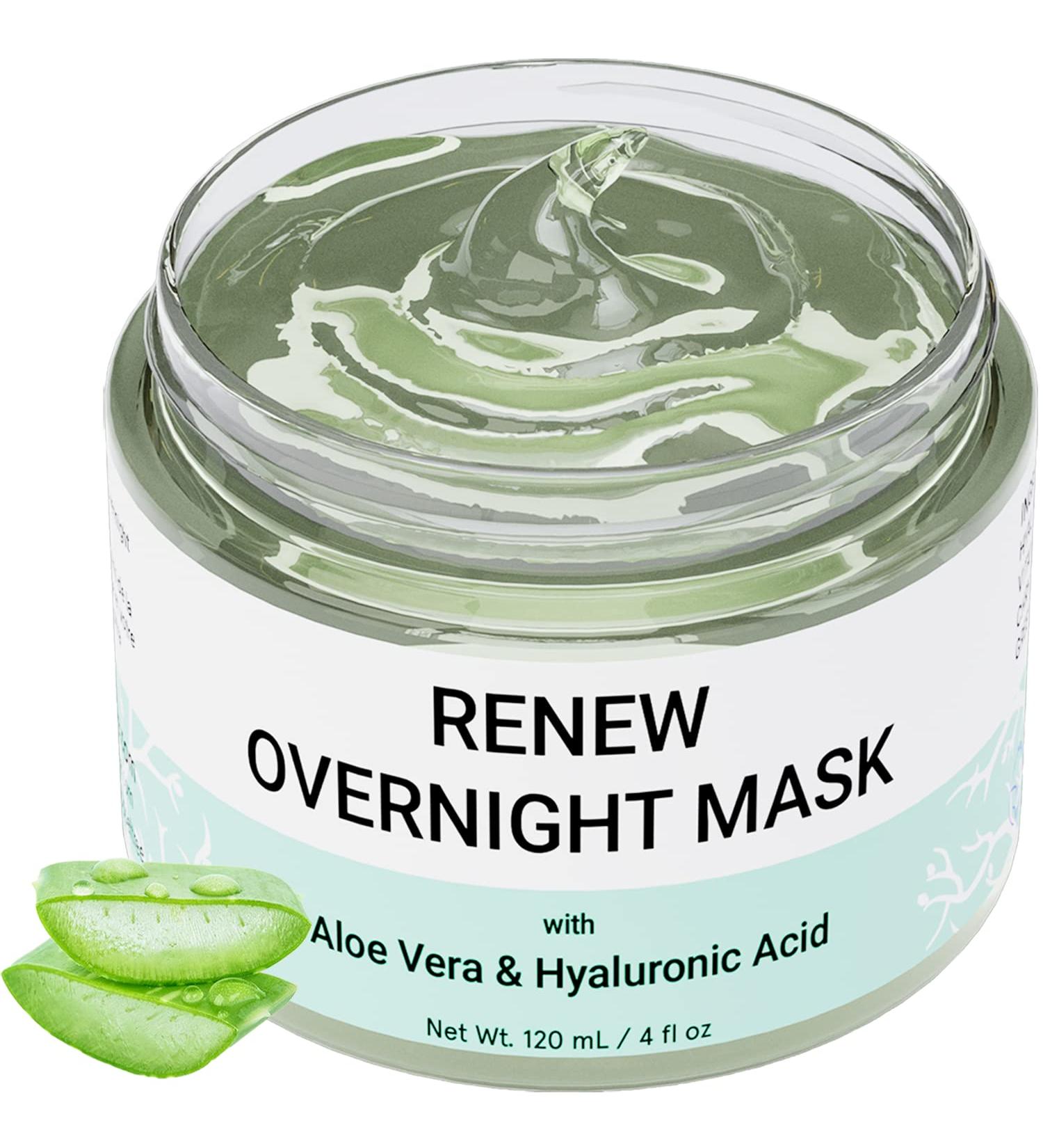 Doppeltree Renew Overnight Facial Mask - Aloe Vera & Hyaluronic Acid - Anti-Aging Hydrating Mask for All Skin Types - San Francisco Formulated - Buy Online on GoSupps.com