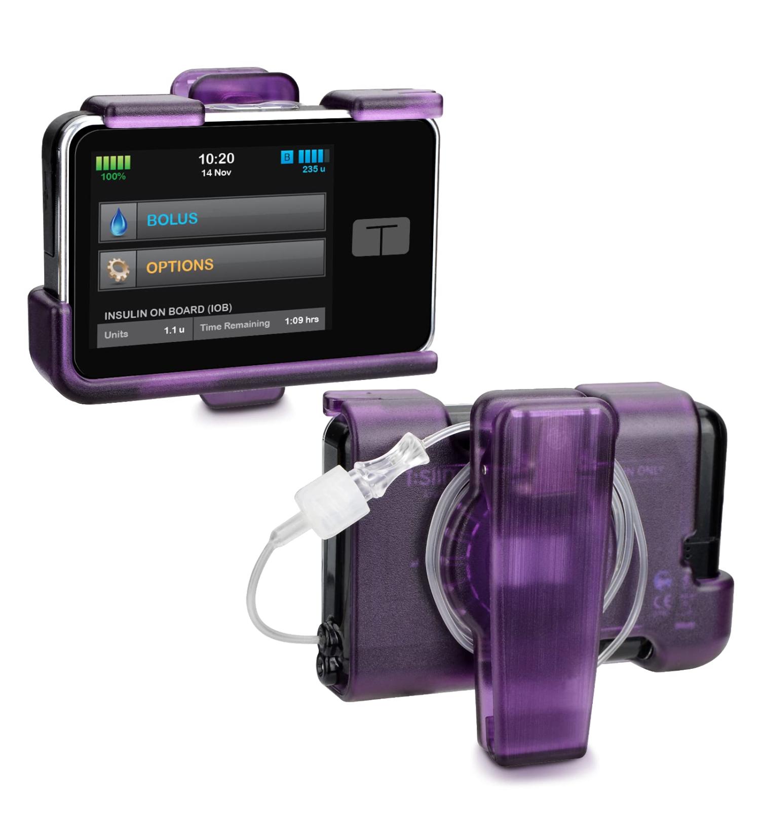 APDTEK Tandem Tslim X2 Pump Case & Accessories for t Slim G4 - Purple | Insulin Pump Holder with 360 Rotating Holster & Sturdy Belt Clip - Buy Online on GoSupps.com