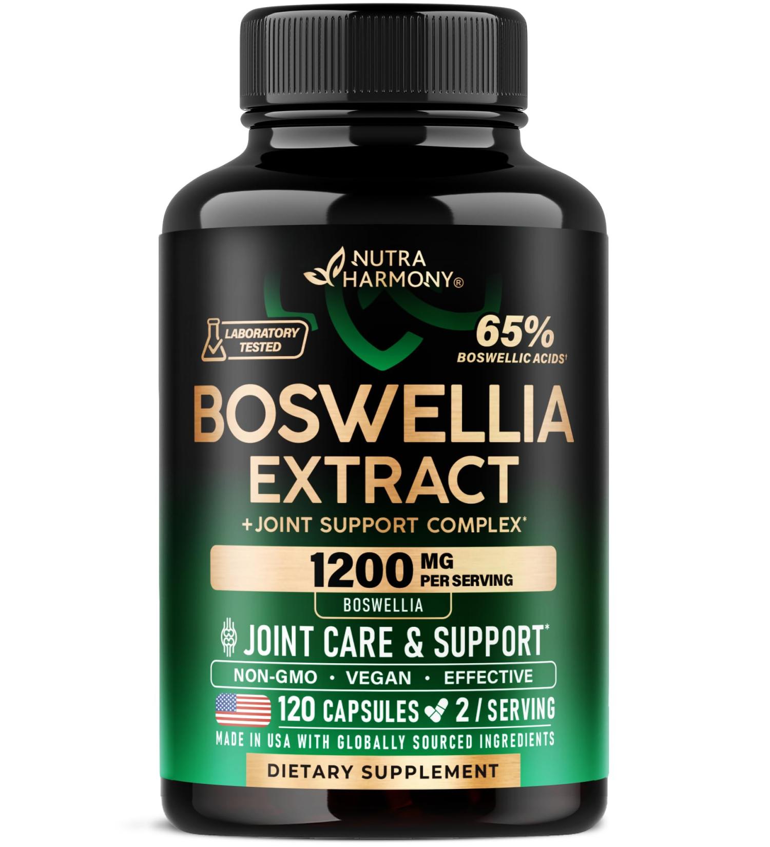 Boswellia 1200mg - Boswellia Extract | Turmeric | Hyaluronic Acid | MSM | Same - Joint Health & Comfort - Boswellia Serrata | 65% Boswellic Acid - for Men & Women - Made in USA - 120 Capsules 120 Count (Pack of 1) - Buy Online on GoSupps.com