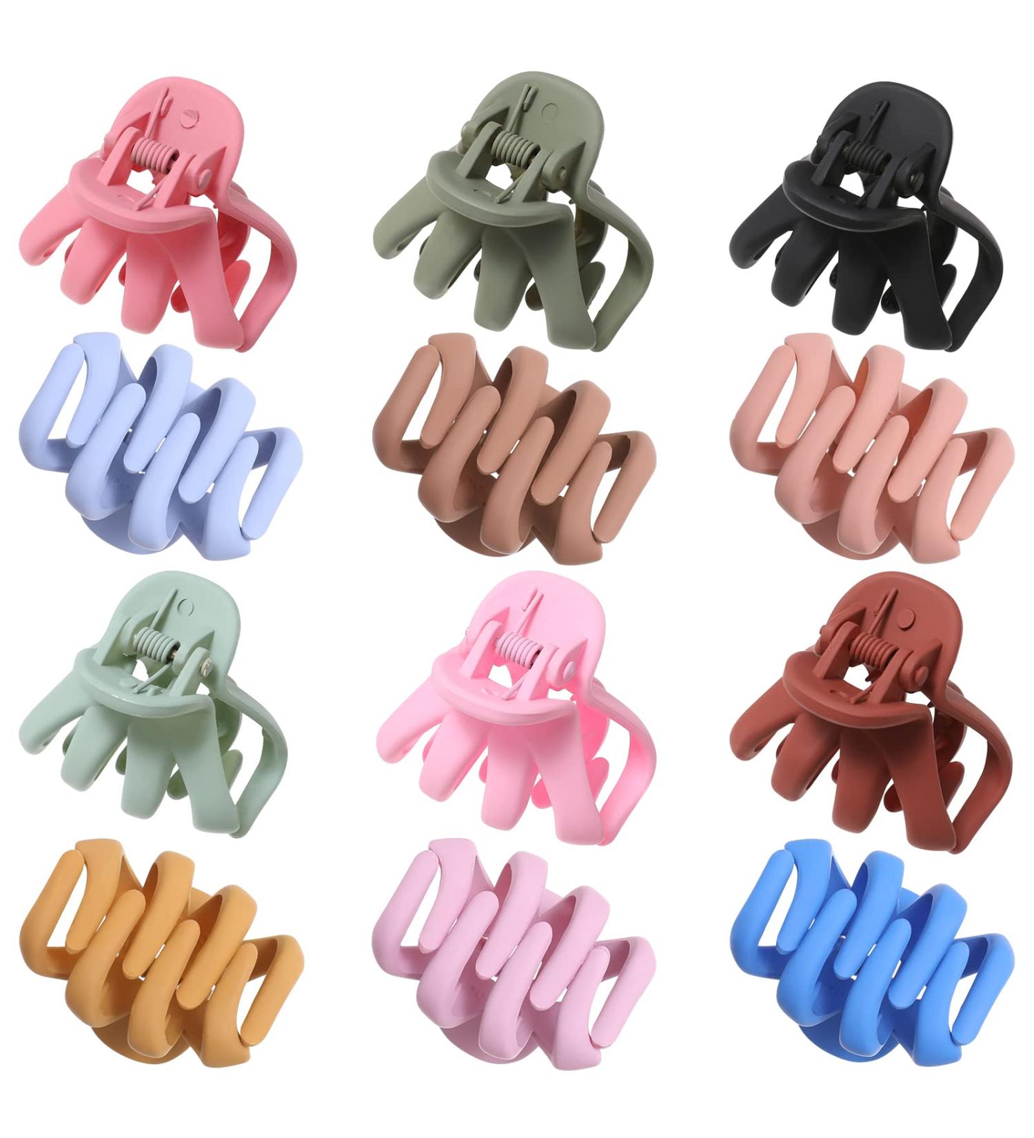 12 Small Octopus Hair Clips for Women - 1.57 Inches No Slip Jaw Clips - Strong Hold Hair Clamps - Multicolor Matte Hair Clips - Buy Online on GoSupps.com
