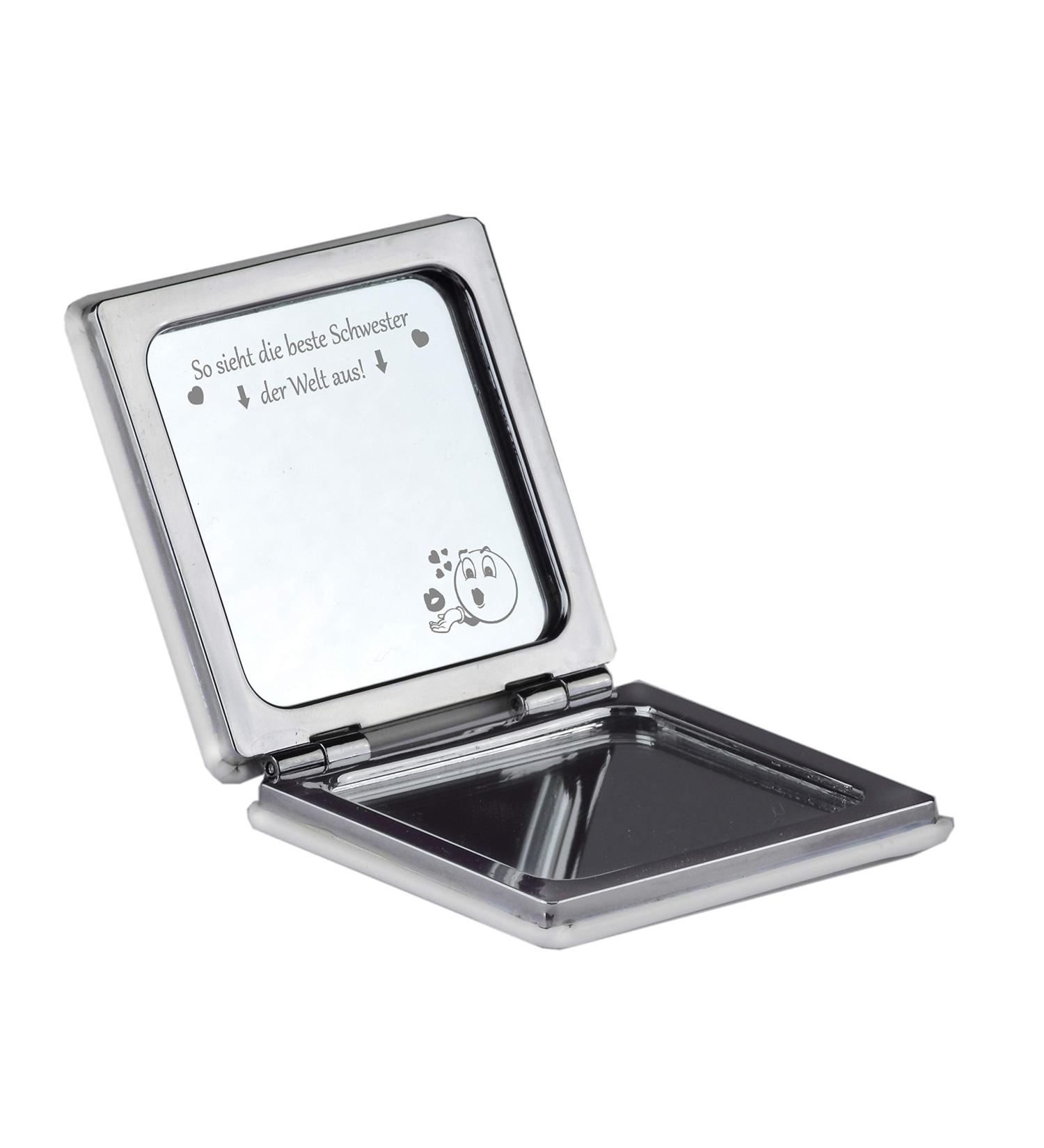 Personalized Engraved Compact Cosmetics Mirror - Best Sister Gift - Foldable Handbag Travel Mirror - Buy Online on GoSupps.com