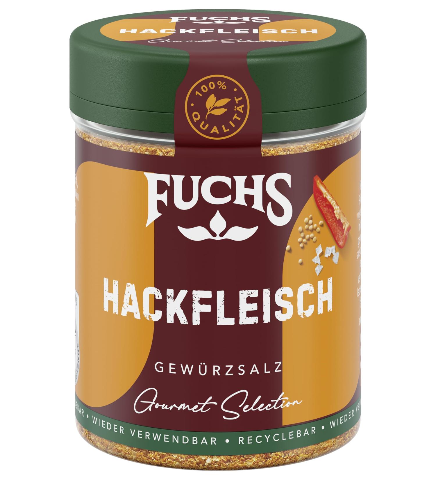 Fuchs Gourmet Selection Classic - Minced Meat Spice Salt for Burgers Meatballs & Vegan Dishes | Refillable 80g Seasoning - Buy Online on GoSupps.com