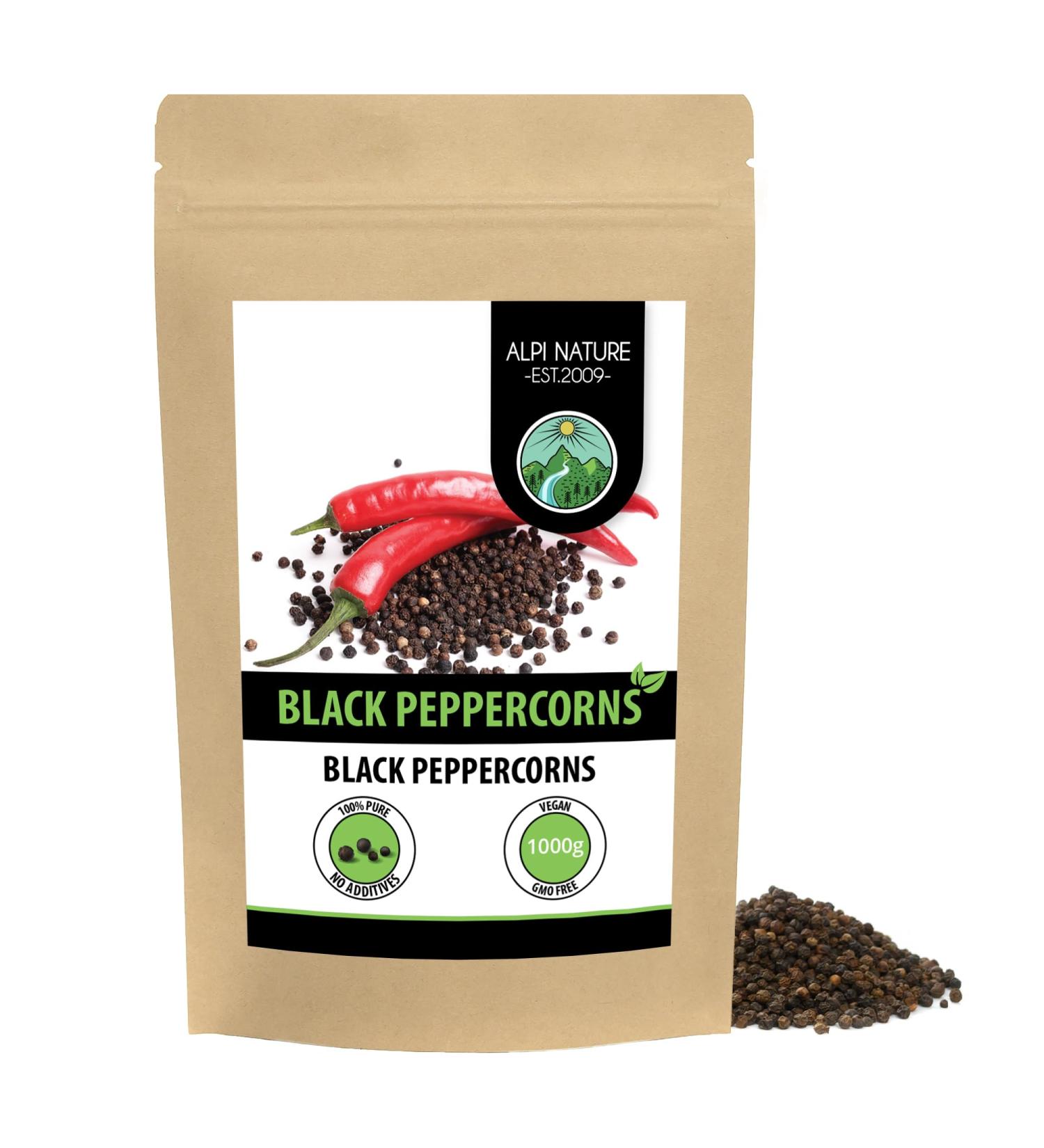 Black pepper whole (1kg 2.2lb) black peppercorns 100% natural of course without additives vegan black pepper - Buy Online on GoSupps.com
