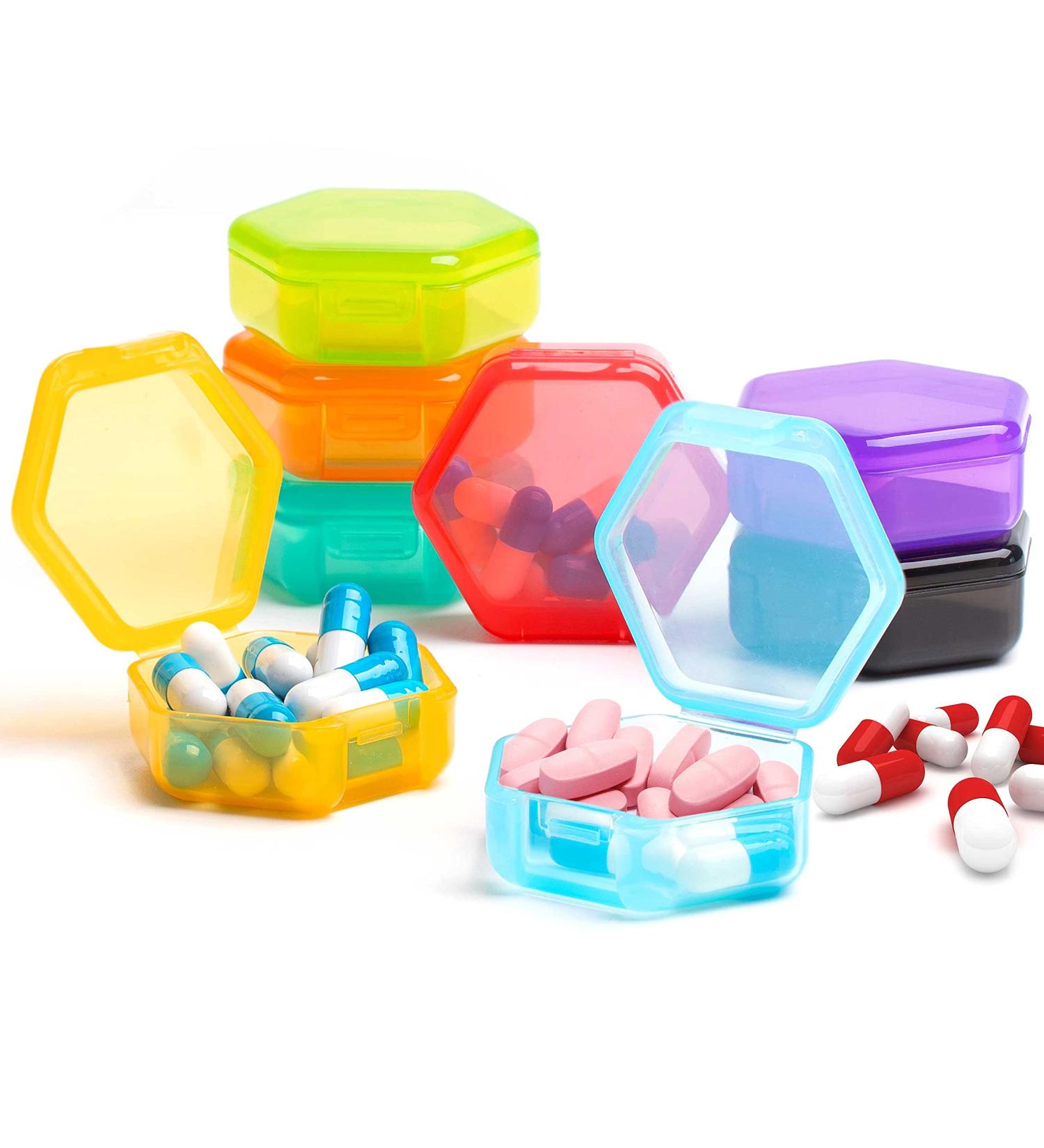 Buy 8 Pack Small Pill Organizer - Travel Pill Box Portable BPA Free Mini Case for Pills Medications & Vitamins - Vivid Colors - International Shipping Available - Buy Online on GoSupps.com