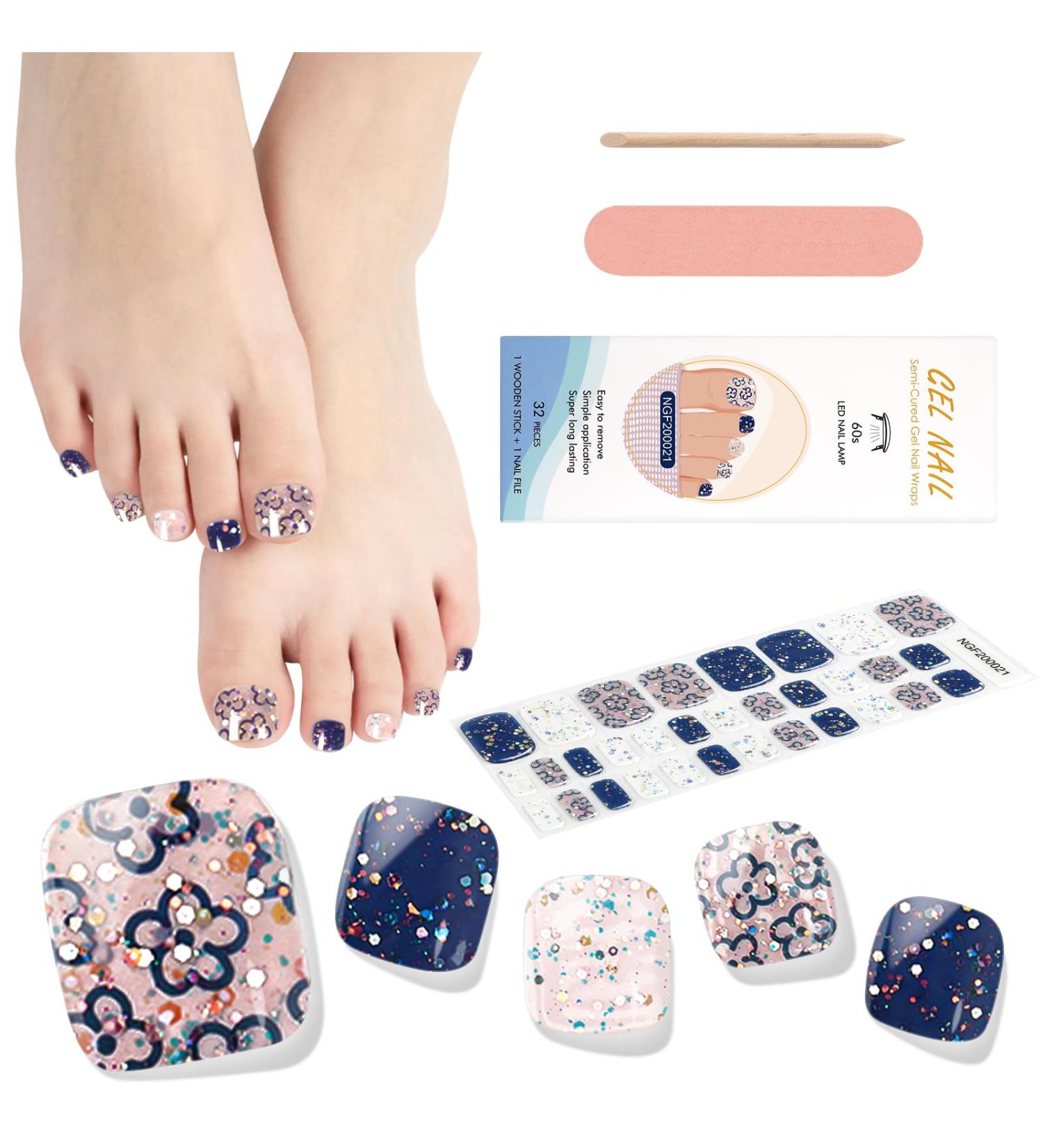 Ebanku 32 PCS Semi Cured Gel Nail Strips - Adhesive Toeail Stickers with Nail File - UV/LED Lamp Required - #12 - Buy Online on GoSupps.com