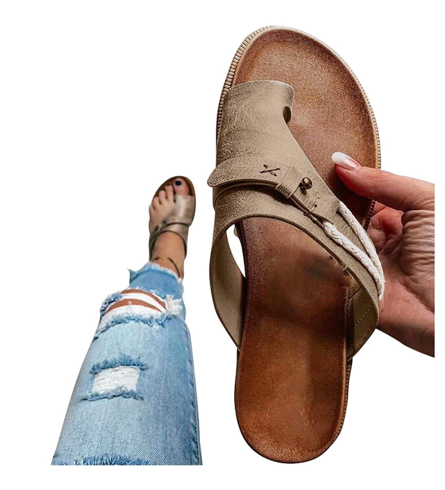 Women's Leather Bunion Correcting Sandals with Arch Support - US 9 Dark Brown - Buy Online on GoSupps.com