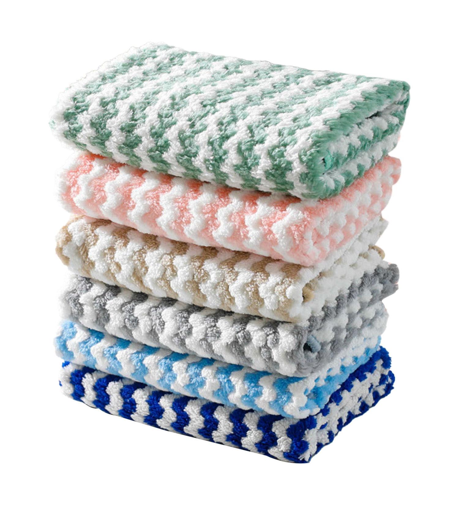 5pcs Super Absorbent Stripes Dish Cloths Reusable Kitchen Towels for Effective Clean Kitchen Bathroom - Buy Online on GoSupps.com