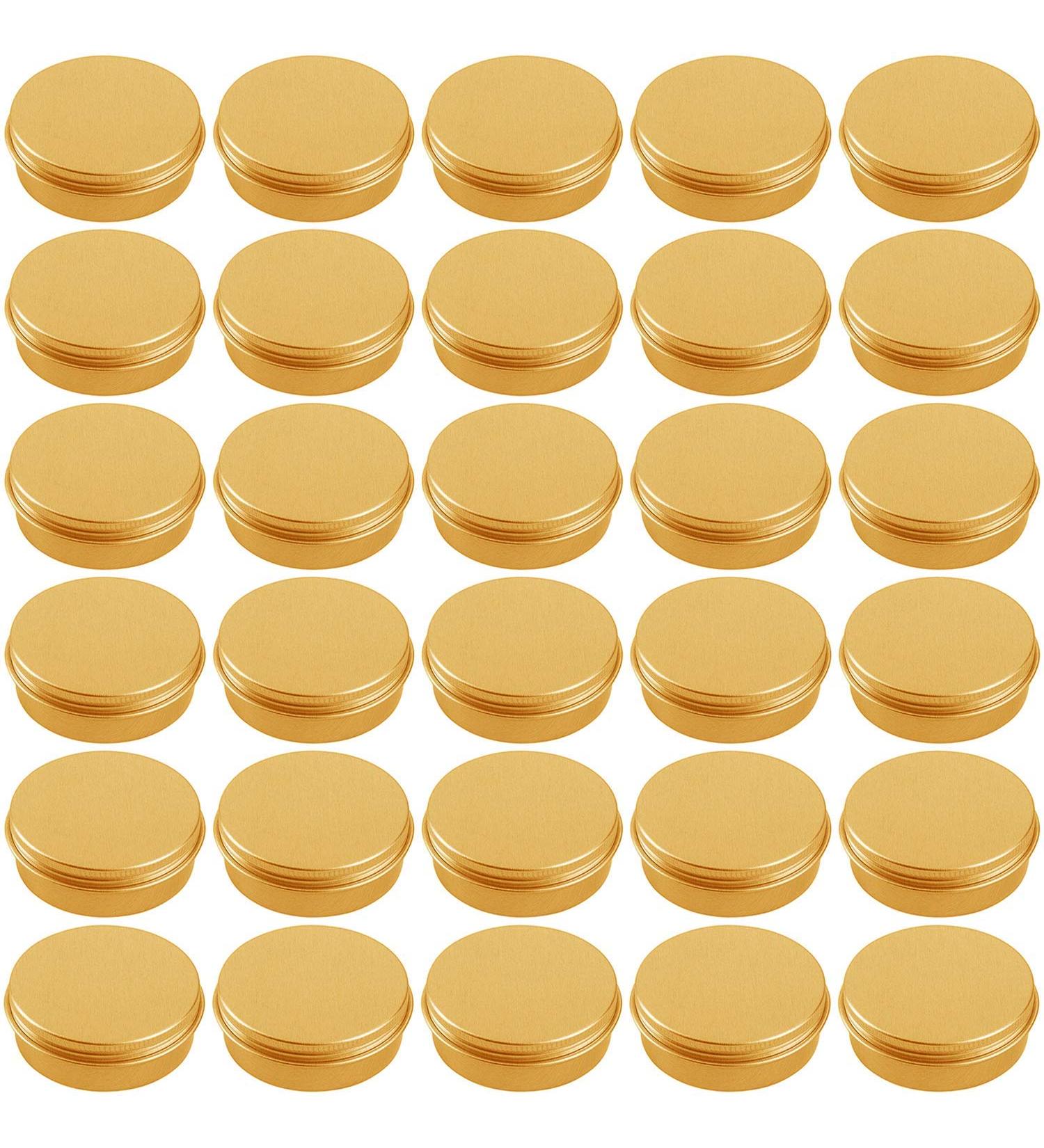 Premium Aluminum Round Lip Balm Tin Containers - Gold Screw Cap Cans for Ointments Powders Candles Spices & Sweets (15ml Pack of 30) - Ideal for International Shipping - Buy Online on GoSupps.com