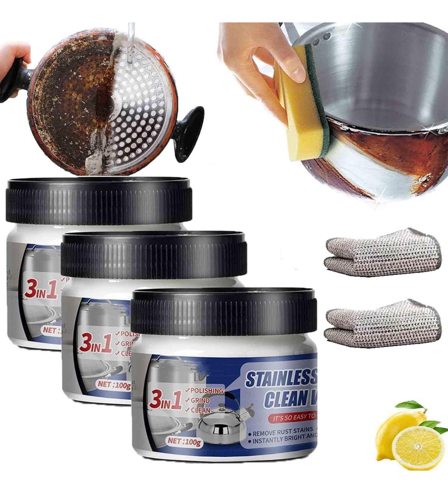 Steel Cleaning Paste Stainless Steel Clean Wax Rust Remover for Metal Magical Nano-Technology Stainless Steel Cleaning Paste Stainless Steel Cleaner and Polish (3pcs) - Buy Online on GoSupps.com