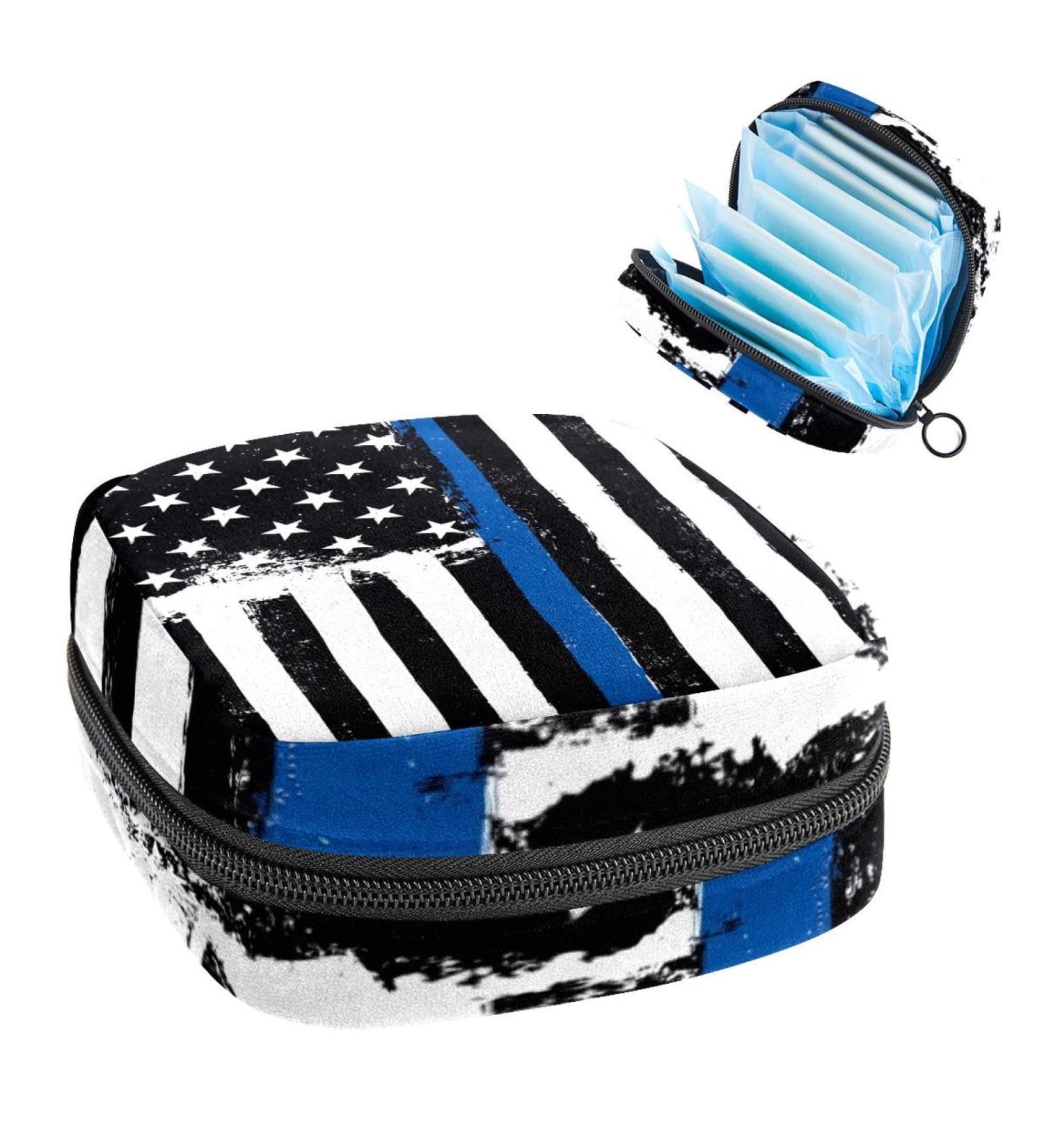 Period Bag Sanitary Napkin Storage Pouch | America Flag Blue | Travel Makeup Bag - Buy Online on GoSupps.com