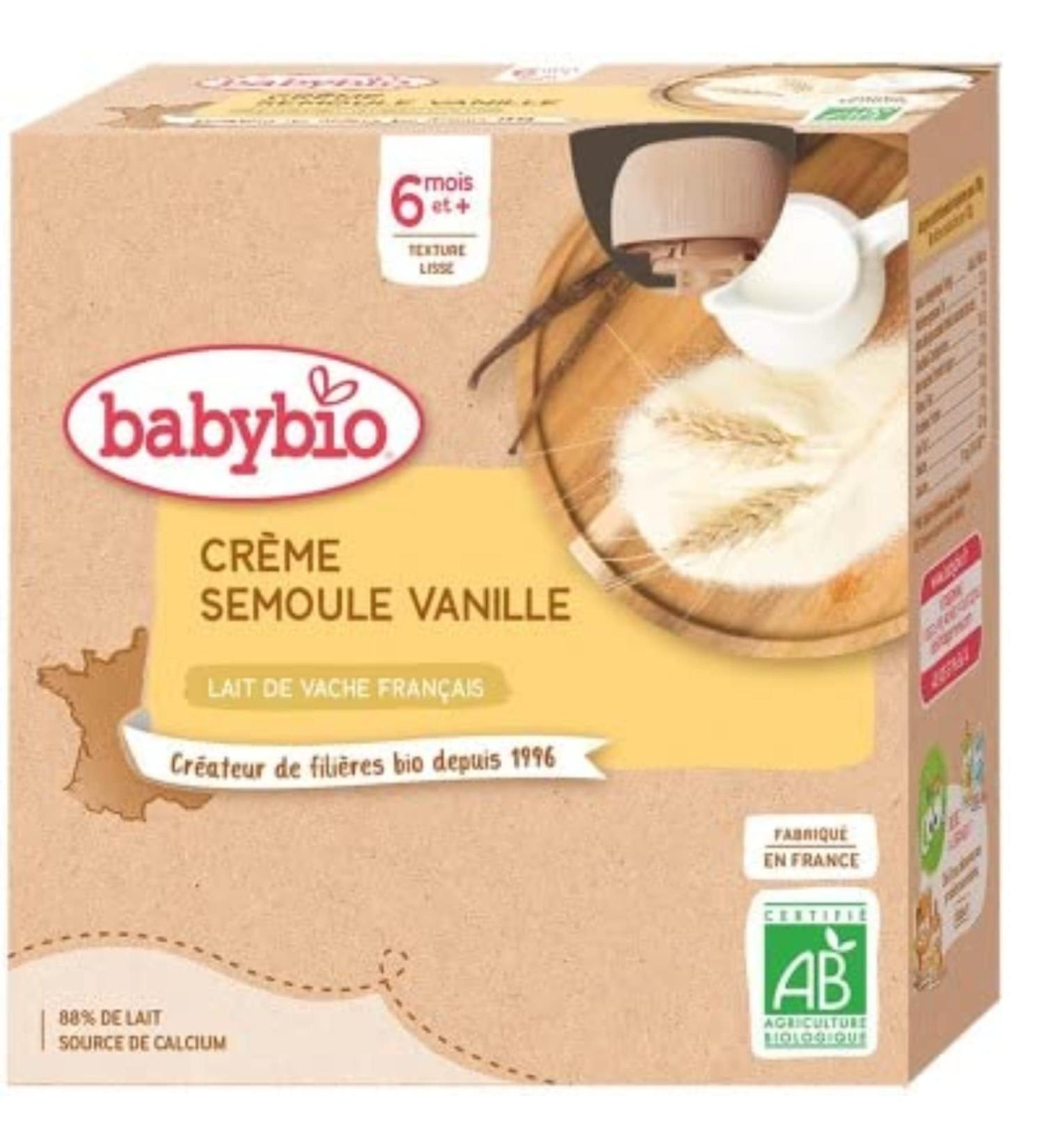 Babybio cr me semoule vanille d s 6 mois 4 gourdes x 85g