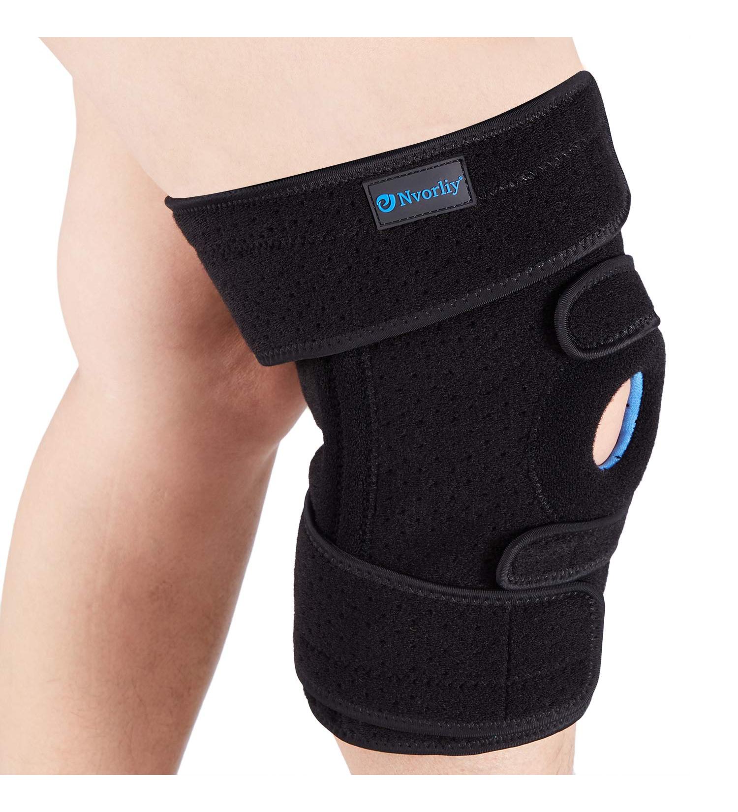 Nvorliy Plus Size Adjustable Knee Brace - 3XL/4XL Black | Open Patella Knee Support for Running, Sports, Arthritis, ACL, LCL, MCL | Pain Relief for Women & Men - Buy Online on GoSupps.com