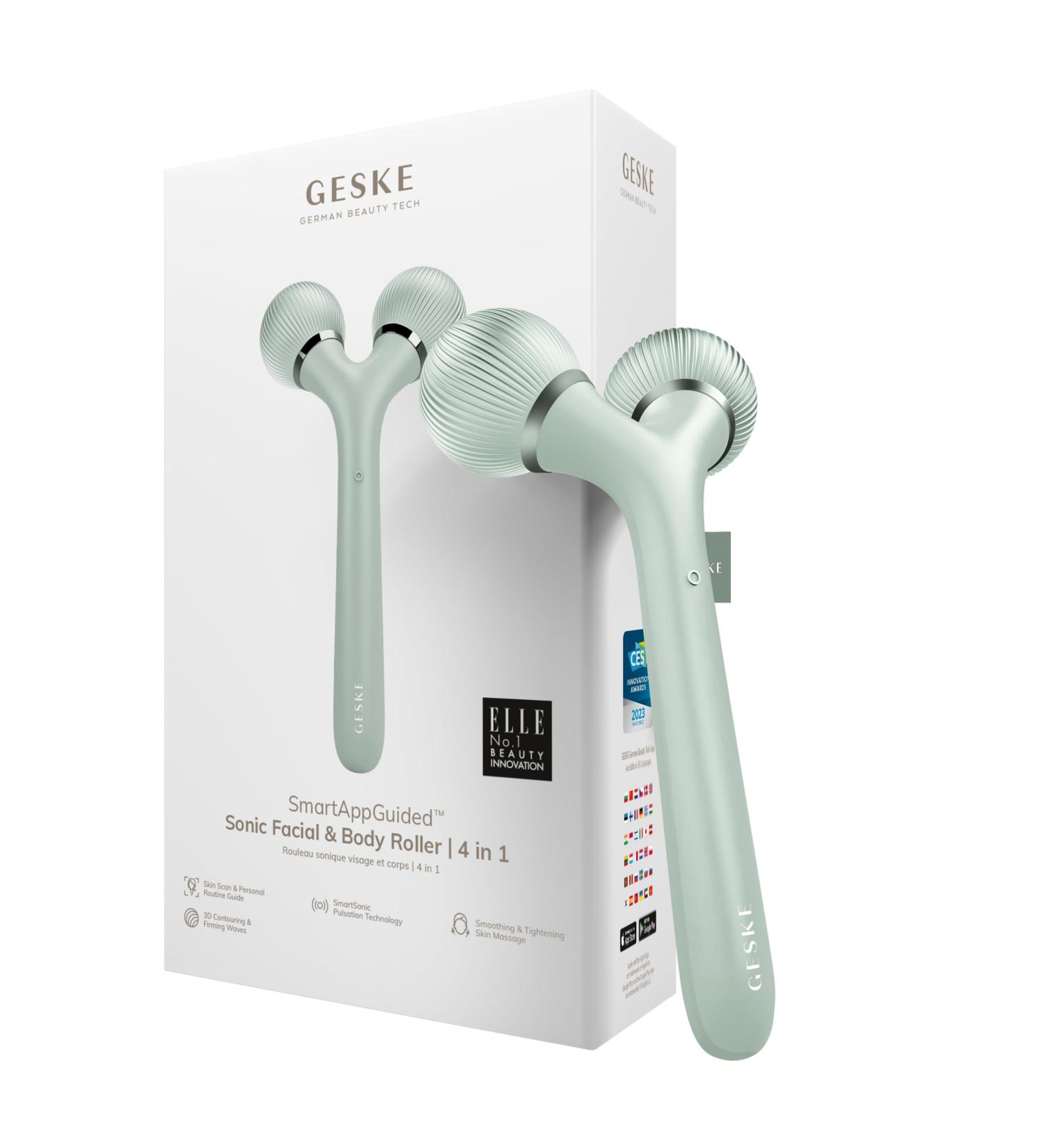 Geske SmartAppGuided Sonic Facial & Body Roller - 4 in 1 Dermaroller Device for Professional Face & Body Contouring - Buy Online on GoSupps.com