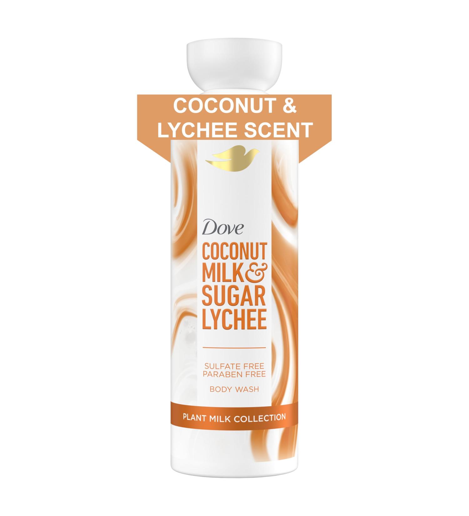 Dove Plant Milk Cleansing Body Wash Coconut & Lychee for Moisturized Skin Gentle Cleanser No Sulfate Cleansers or Parabens 98% Biodegradable 17.5 fl oz - Buy Online on GoSupps.com