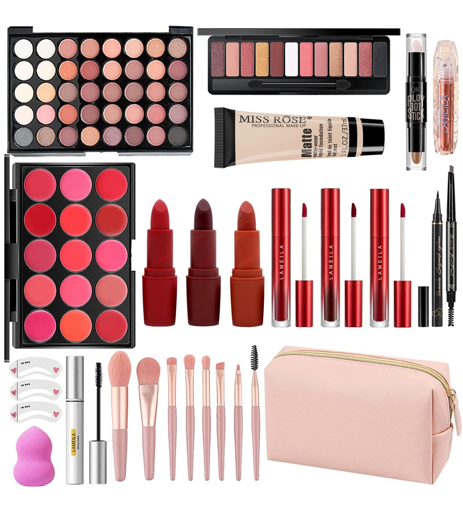 30 PCS All-in-one Makeup Kit for Women - Professional Full Makeup Gift Set with Eyeshadow Palette, Lip Gloss, Brushes, Foundation, and Mascara - Buy Online on GoSupps.com