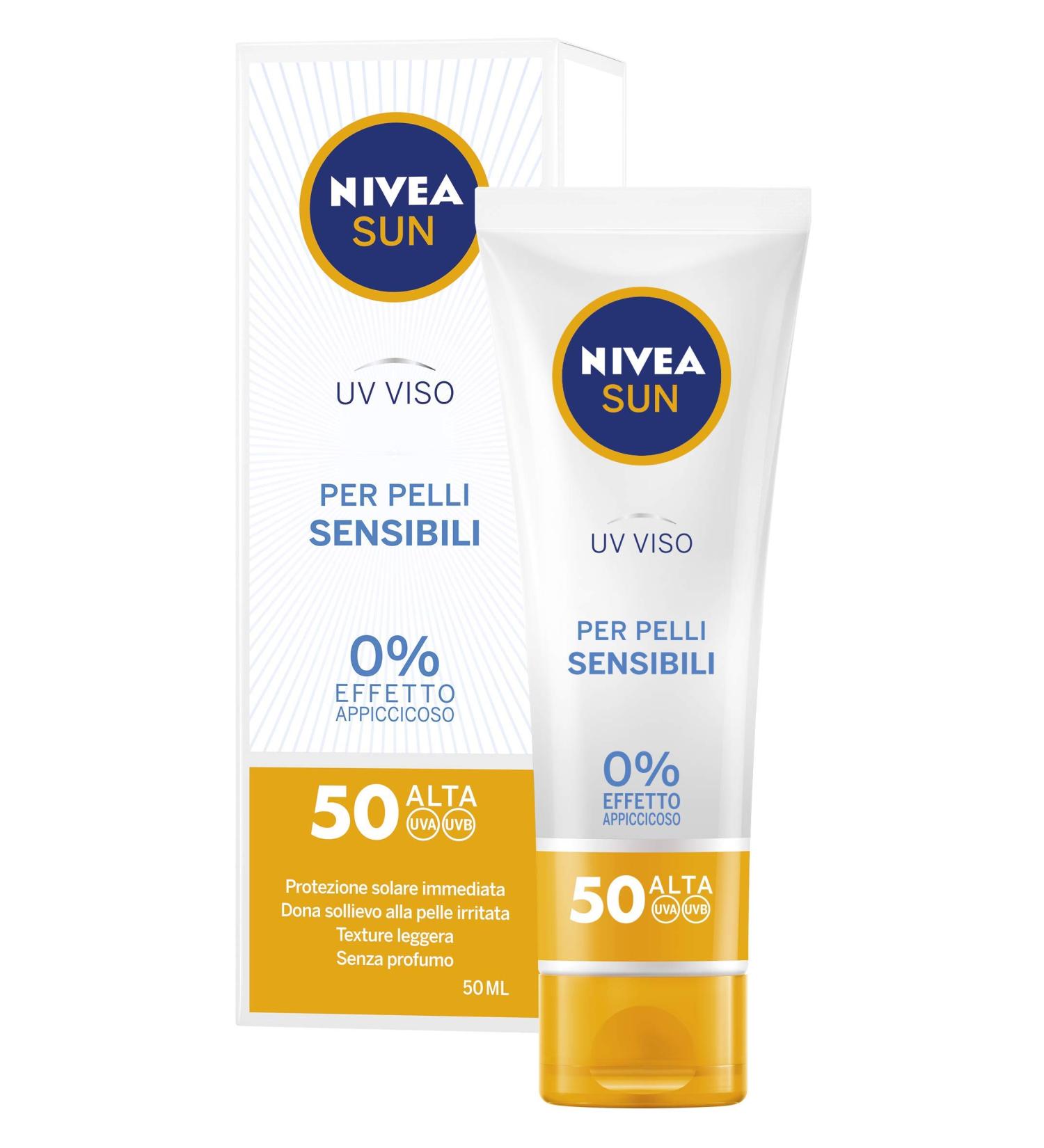 NIVEA SUN UV Face Cream for Sensitive Skin FP50 - 50ml | Effective Sun Protection for All Skin Types | Fast International Shipping - Buy Online on GoSupps.com