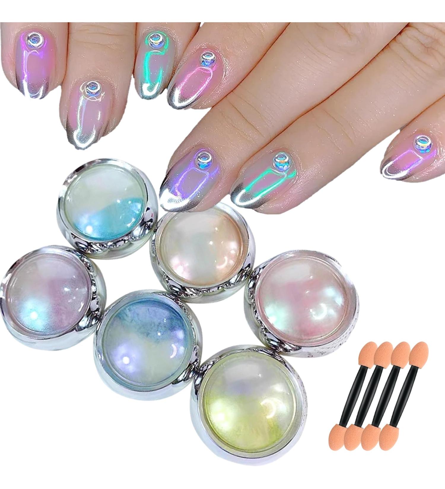 6 Jars Mermaid Chrome Nail Powder | Iridescent Pearl Metallic Pigment for Stunning Nail Art - Glitter Dust Kit for Gel Polish & Nail Decorations - Buy Online on GoSupps.com