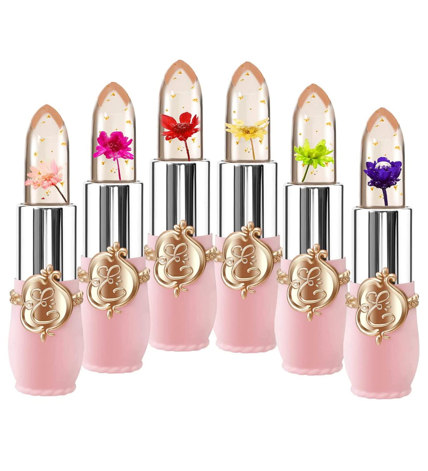6 Colors Crystal Jelly Lip Balm Flower Lipstick Temperature Color Changing Lip Balm Transparent Gloss Long Lasting Moisturizing Makeup - Buy Online on GoSupps.com