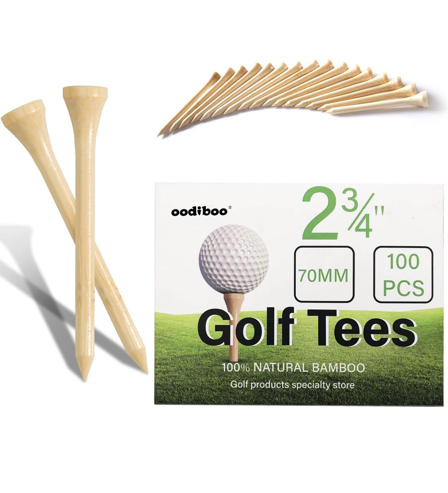 Oodiboo Bamboo Golf Tees - 100PCS, Strictly Selected, Few Defects - 2-3/4 inch & 1-5/8 inch (70/42mm) - Buy Online on GoSupps.com