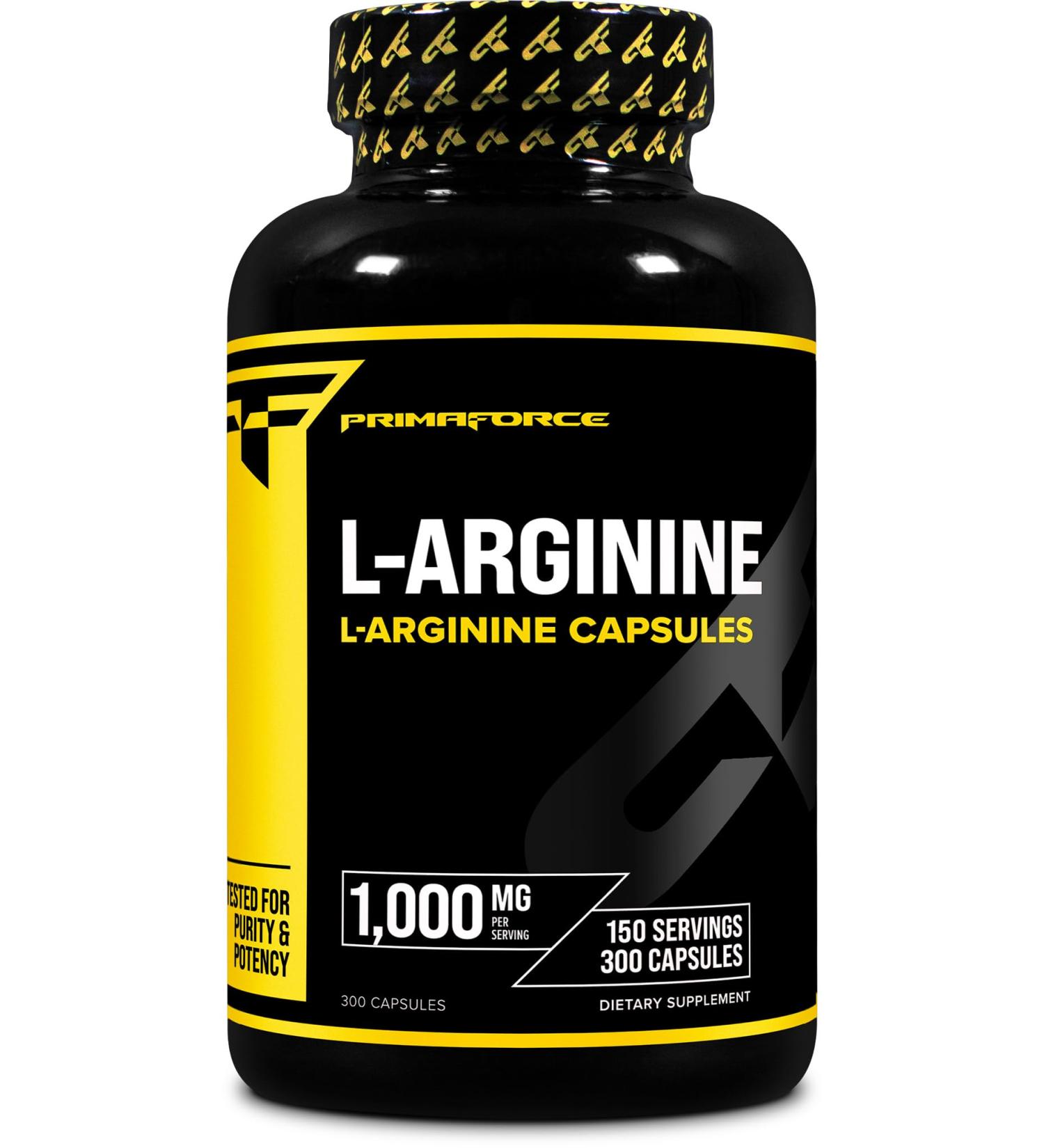 Primaforce L-Arginine (300 Capsules 150 Servings / 1 000 mg L-Arginine Per Serving) | Extra Strength Amino Acid Supplement for Men and Women - Gluten Free Non-GMO - Buy Online on GoSupps.com