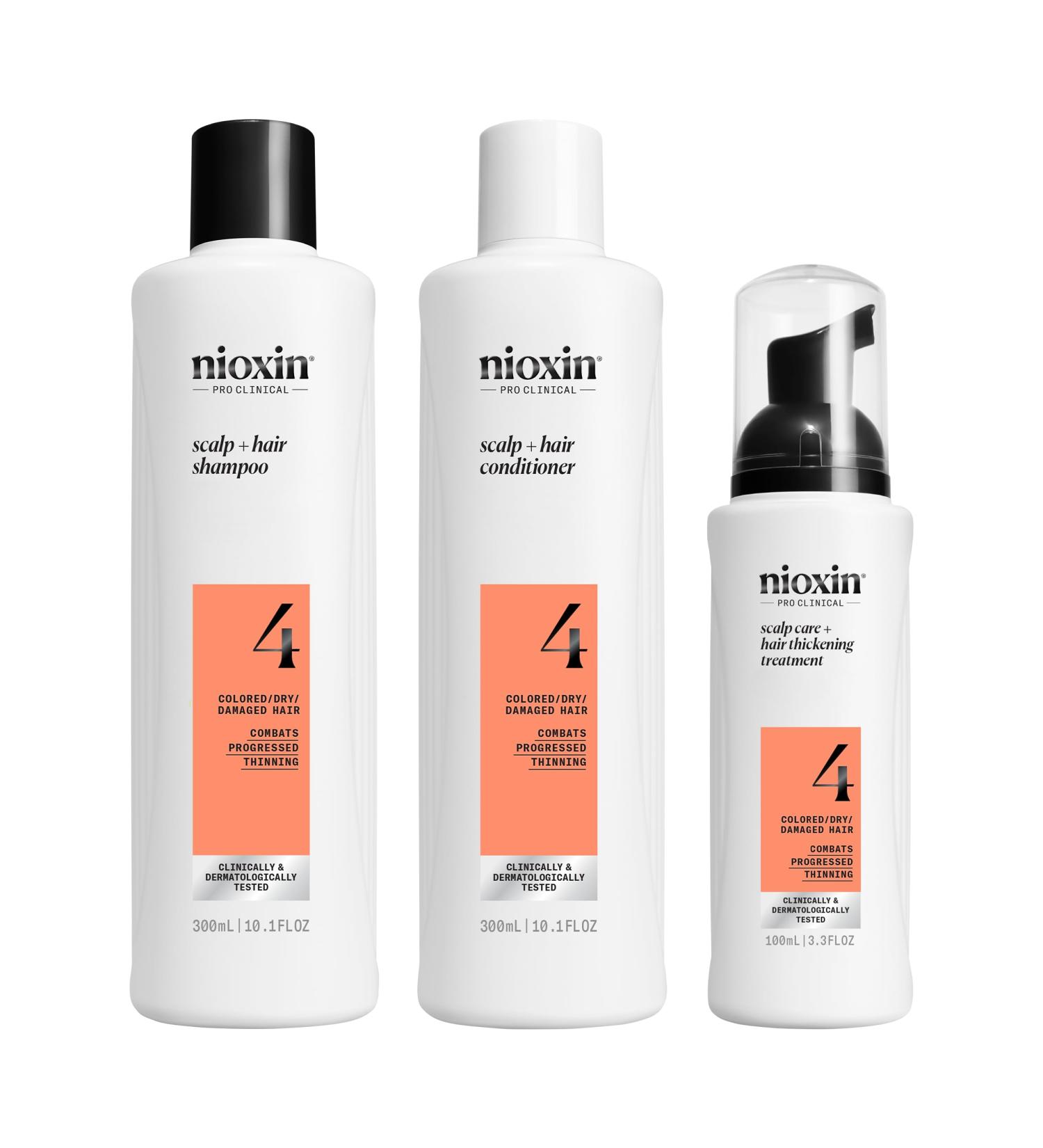 NIOXIN System 4 - for Colored Dry Damaged Hair and Advanced Hair Loss - Kit/Shampoo/Conditioner/Scalp Care