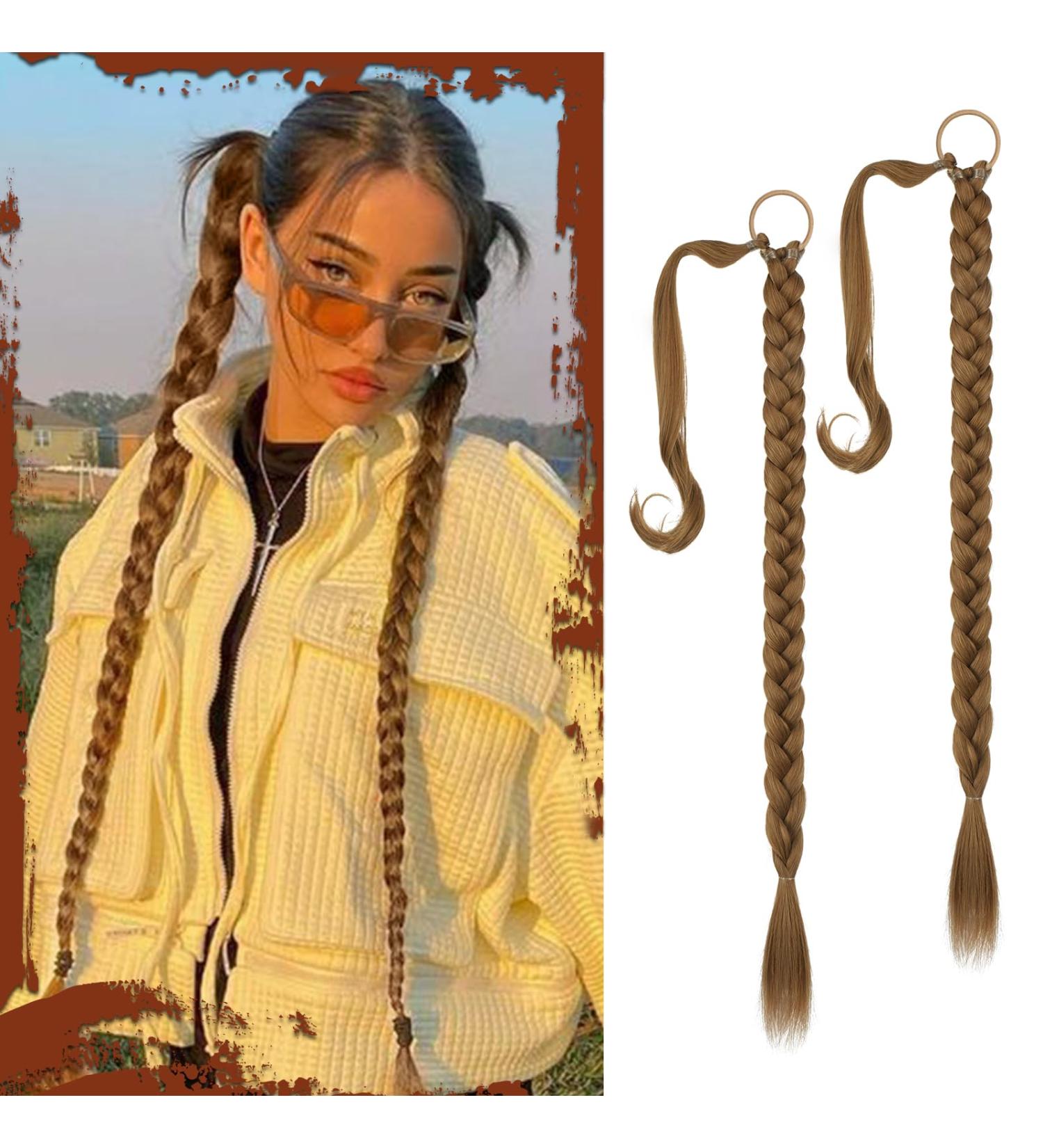 Sofeiyan Long Braid Ponytail Extension with Hair Tie Straight Sleek Wrap Around Hair Extensions Braid Pony Tail Fluffy Natural Soft Synthetic Hairpieces for Women Daily Wear 2Pcs 26 inch-Dark Blonde 26 Inch (Pack of 2) Dark Blonde - Buy Online on GoSupps.com