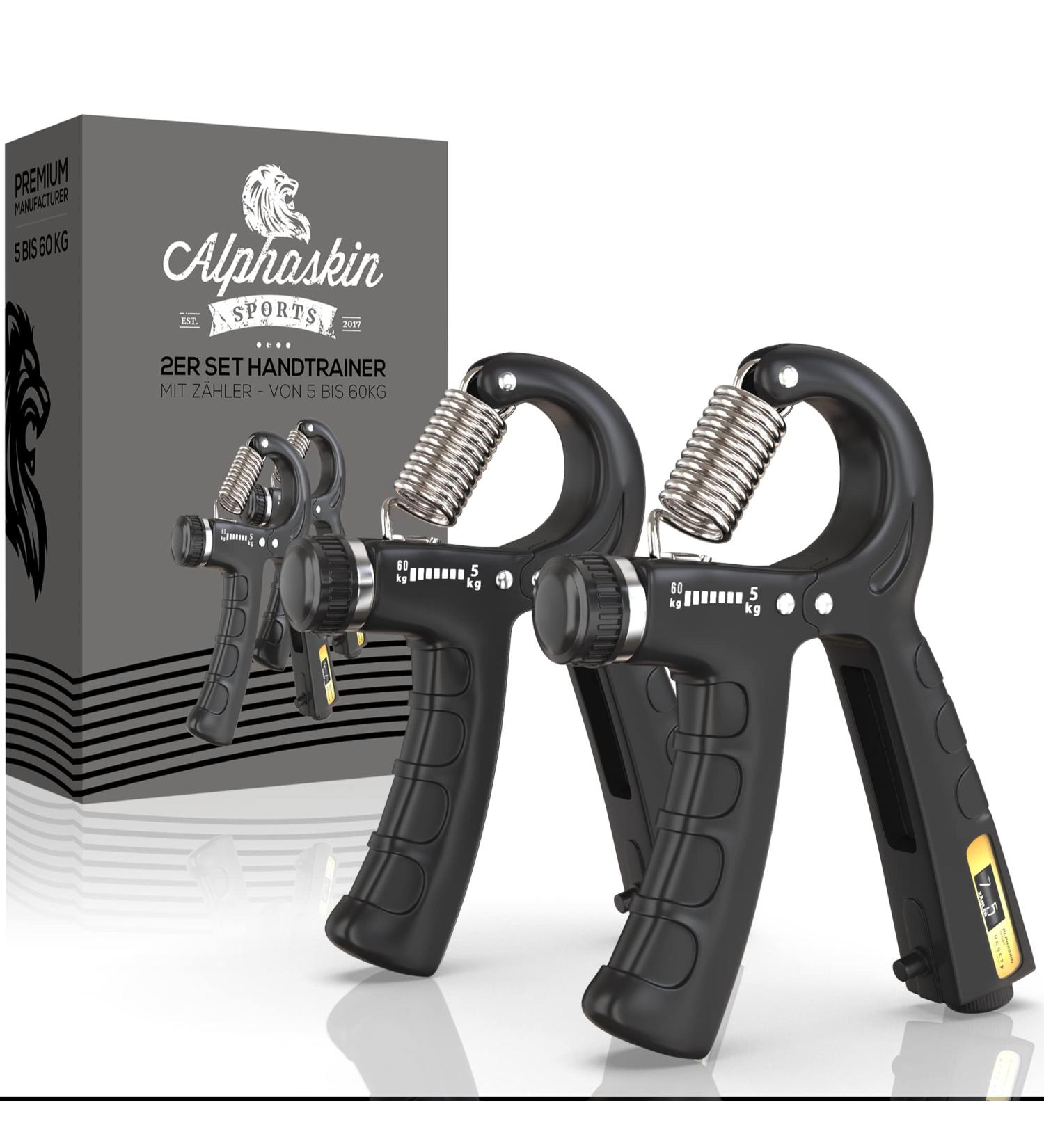Alphaskin Premium Hand Trainer 2023 | Finger Grip Fitness Trainer Set | Strength Training Device for Improved Grip & Finger Strength | 2-Pack - Buy Online on GoSupps.com