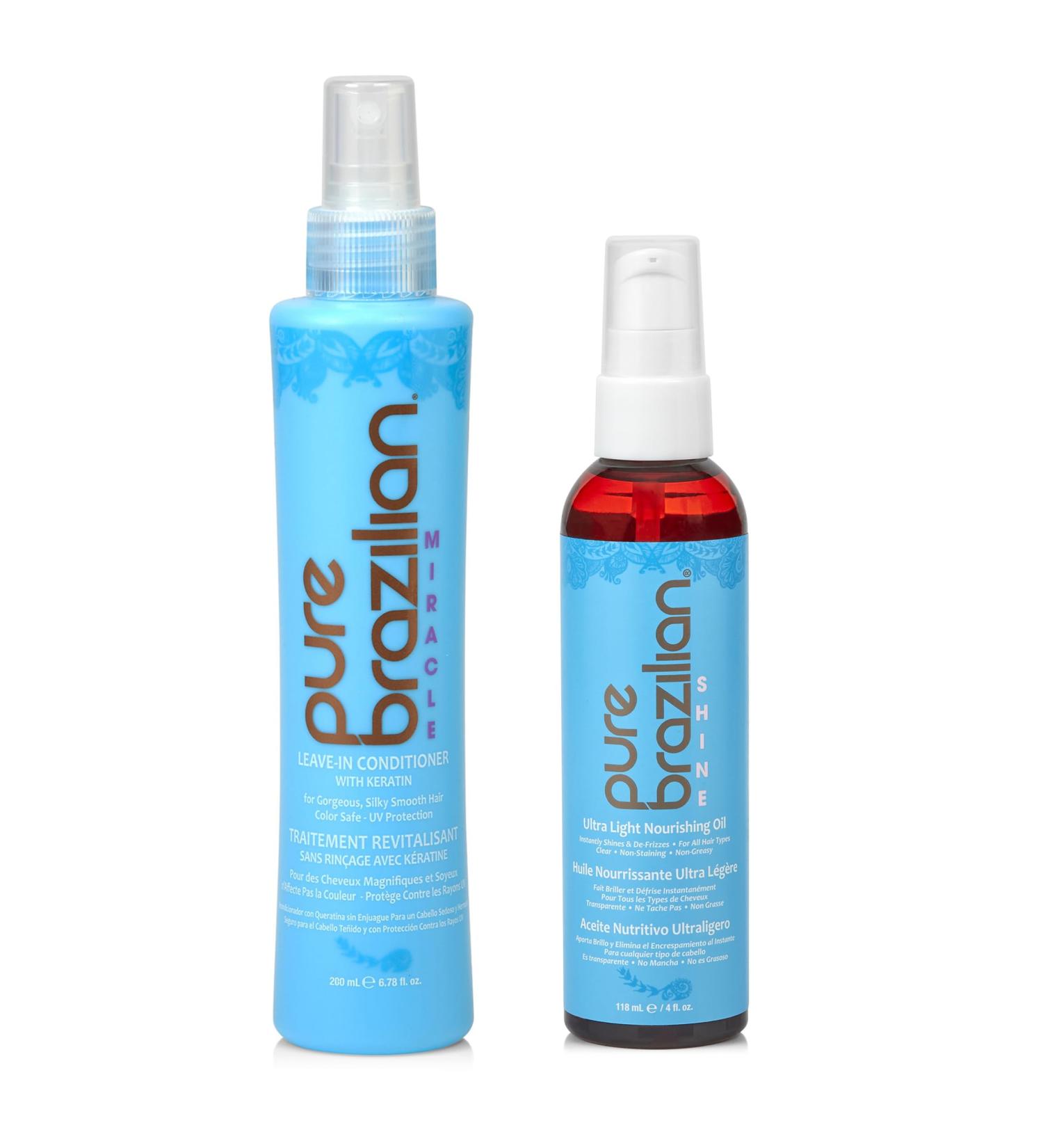 PURE BRAZILIAN Leave-in Conditioner & Ultra-Light Nourishing Oil - Best International eCommerce Hair Care Solution - Buy Online on GoSupps.com