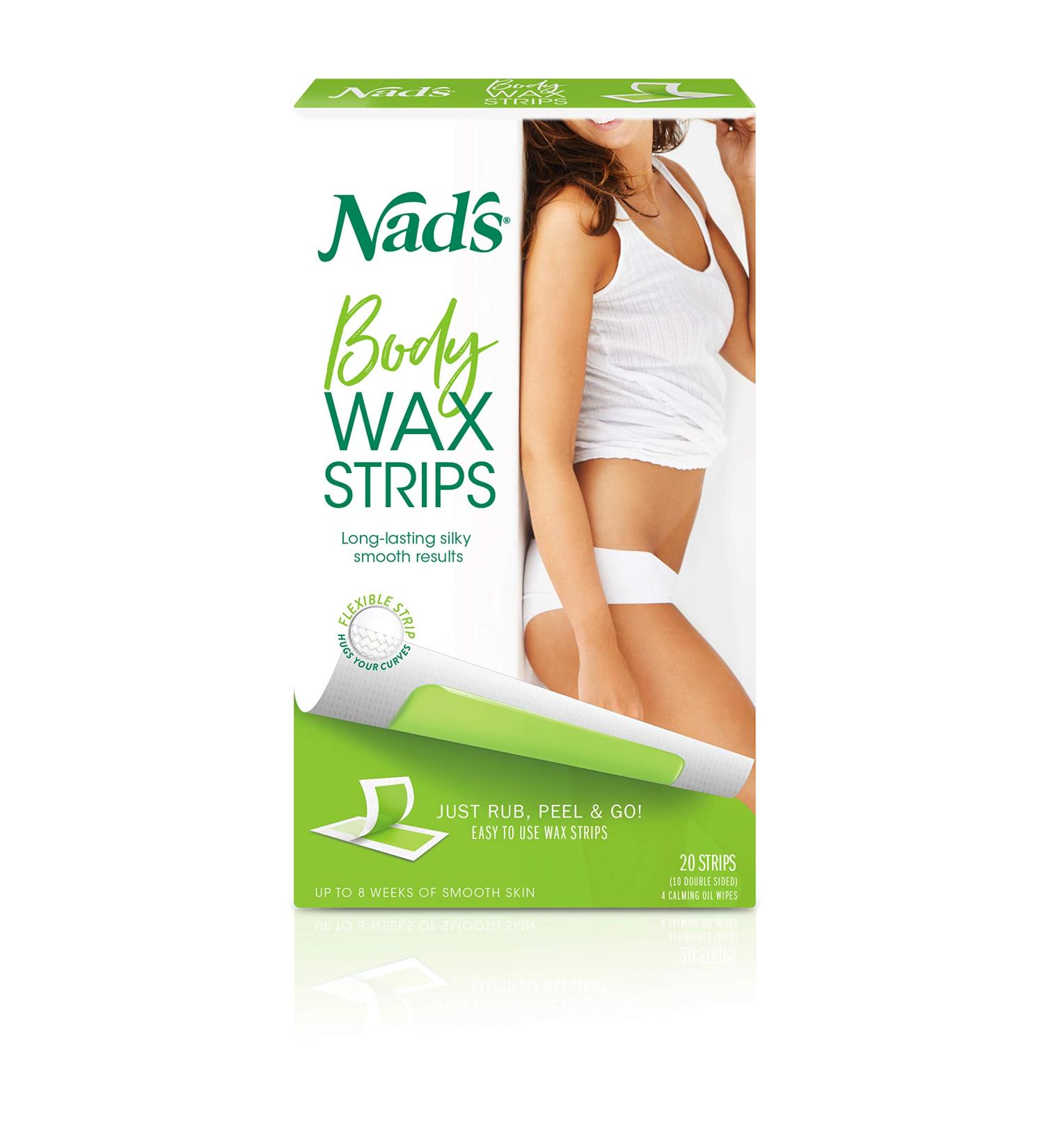 Nad's Body Wax Strips for Women - 20 Waxing Strips + 4 Calming Oil Wipes - Buy Online on GoSupps.com