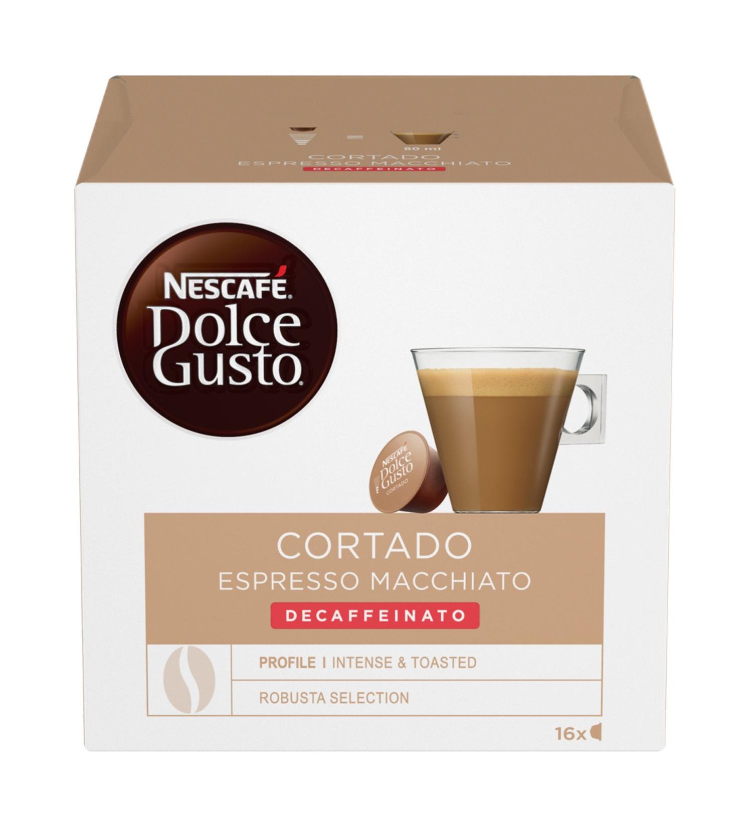 BOX OF NESCAFE DOLCE GUSTO CORTADO DECAF DECAFFEINATED COFFEE PODS - Buy Online on GoSupps.com