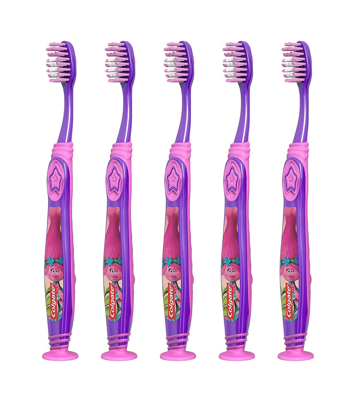 Colgate Kids Toothbrush Trolls with Suction Cup | Extra Soft | Ages 5+ | Pack of 6 - Buy Online on GoSupps.com