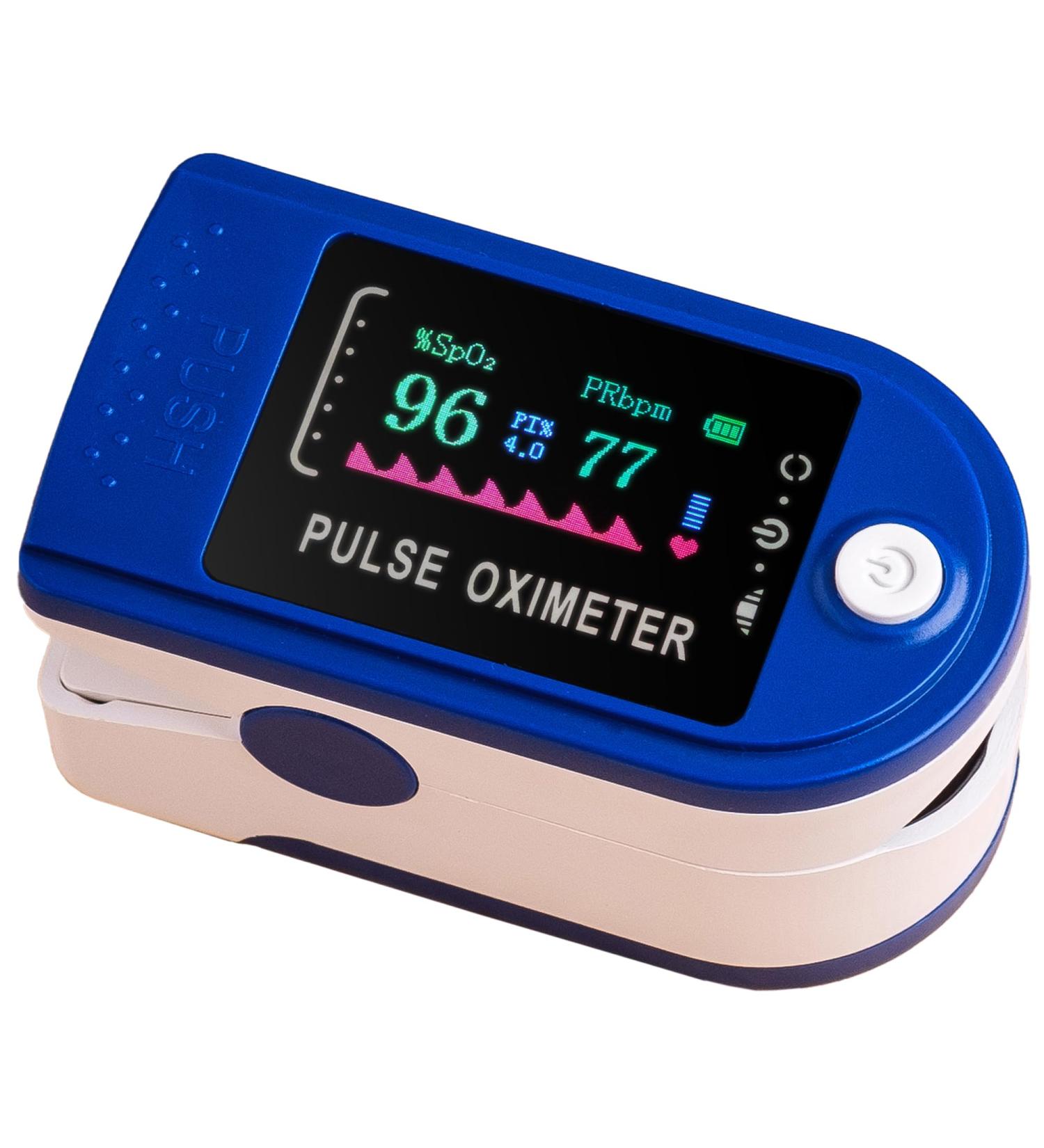 Buy Pulse Oximeter Fingertip | Large OLED Display Blood Oxygen Monitor for Heart Rate & SpO2 International Shipping Available - Buy Online on GoSupps.com