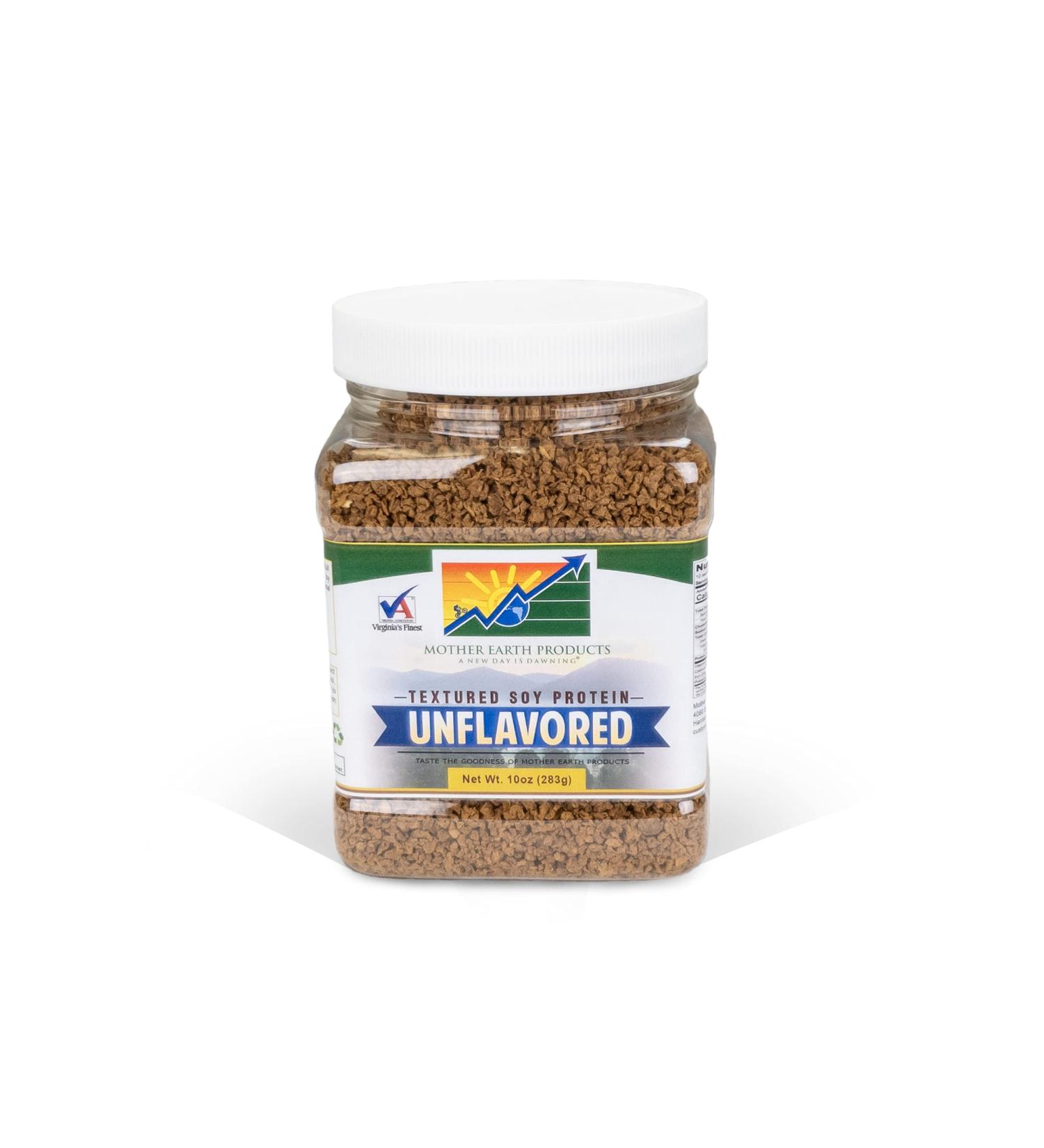 Mother Earth Products Textured Soy Protein 10 oz - Unflavored | Quart Jar | Vegan Protein Option - Buy Online on GoSupps.com