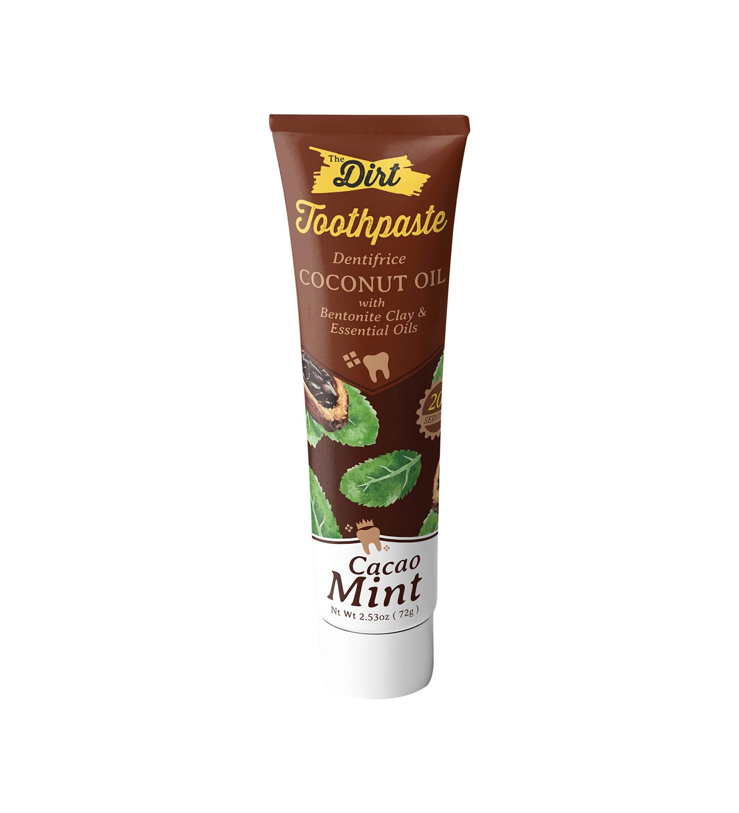 THE DIRT Coconut Oil Toothpaste - Fluoride & Gluten Free Natural Oral Care - Cacao Mint Flavor (72g 10 Weeks Supply - Buy Online on GoSupps.com