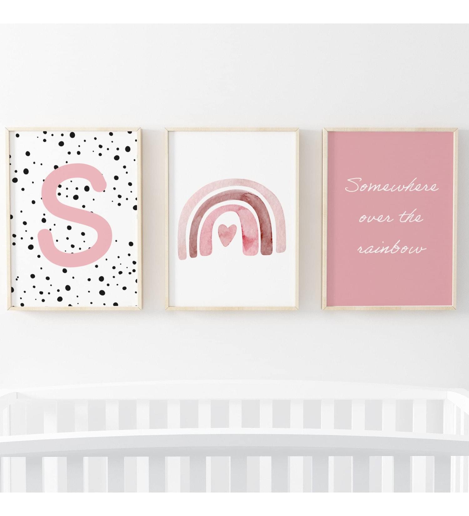 Pompom Prints Set - Rainbow Nursery Decor for Girls Room | Scandi Boho Style Wall Art - Set of 3 | Playroom Prints (A4 Size) - Buy Online on GoSupps.com