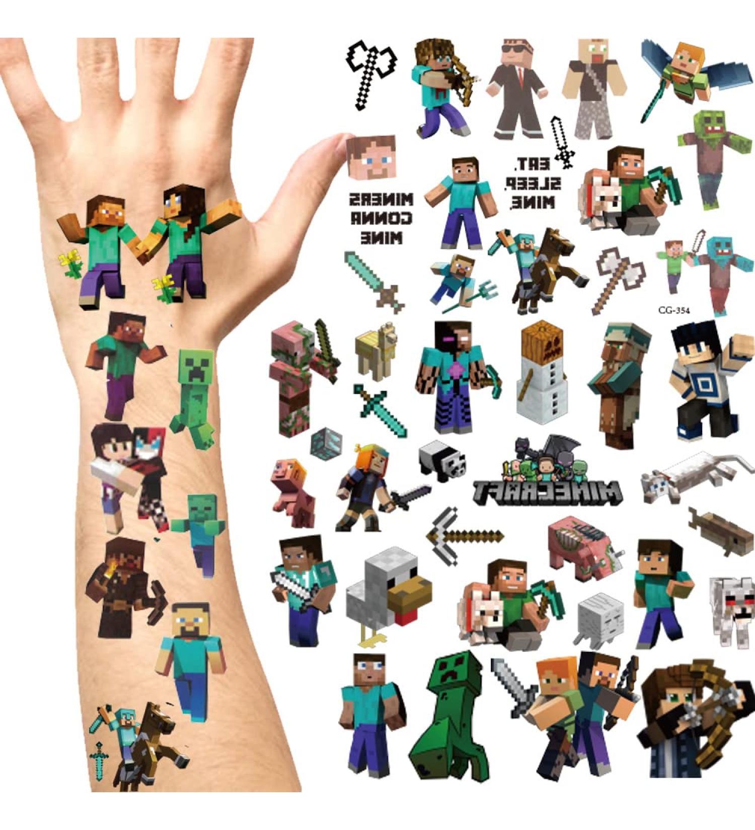 Minecraft Temporary Tattoo for Kids - 8 Sheets | MC Game Birthday Party Supplies & Favors for Boys and Girls - Buy Online on GoSupps.com