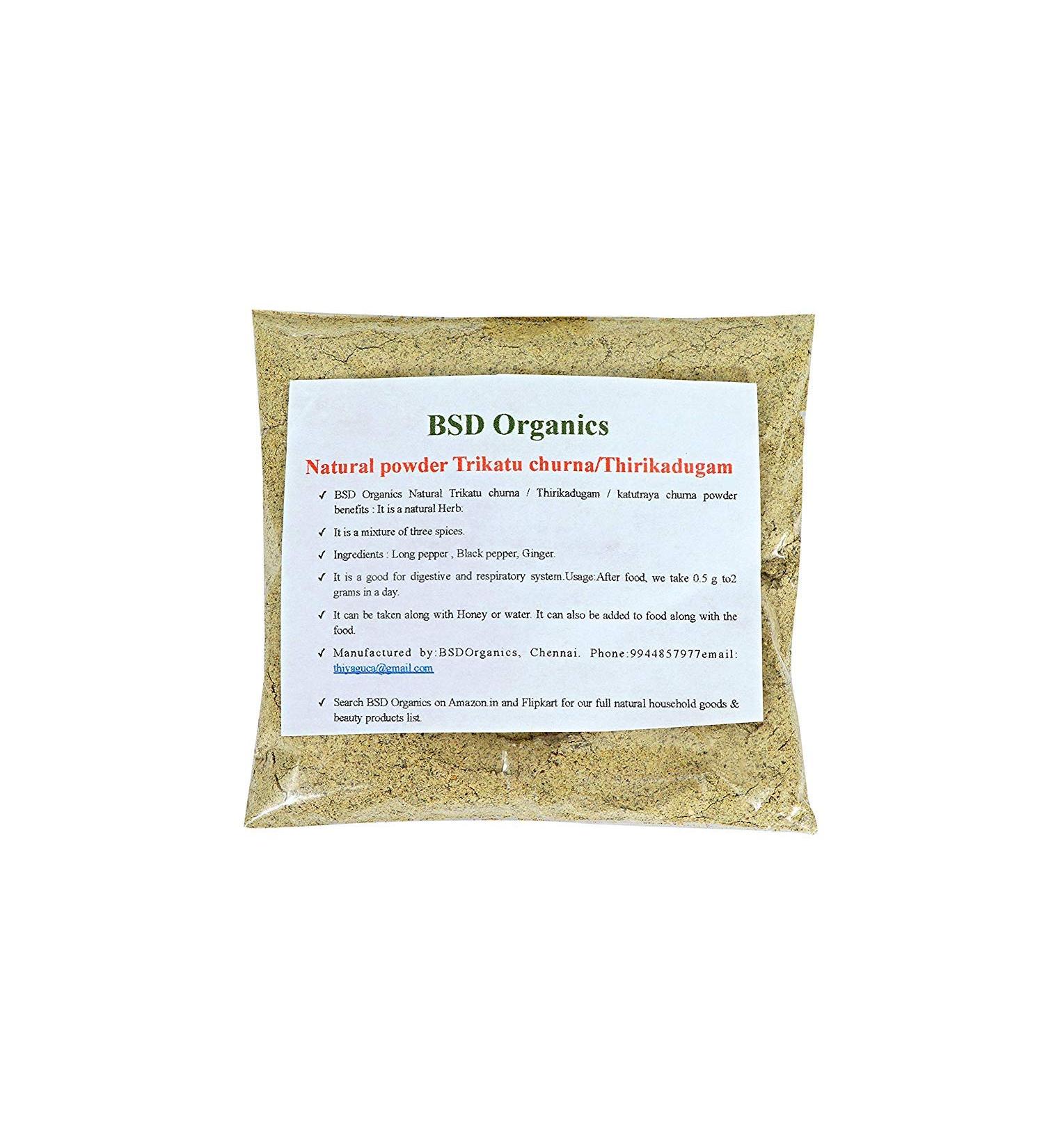 BSD Organics Natural Powder Trikatu churna/Thirikadugam/katutraya churna-250gm