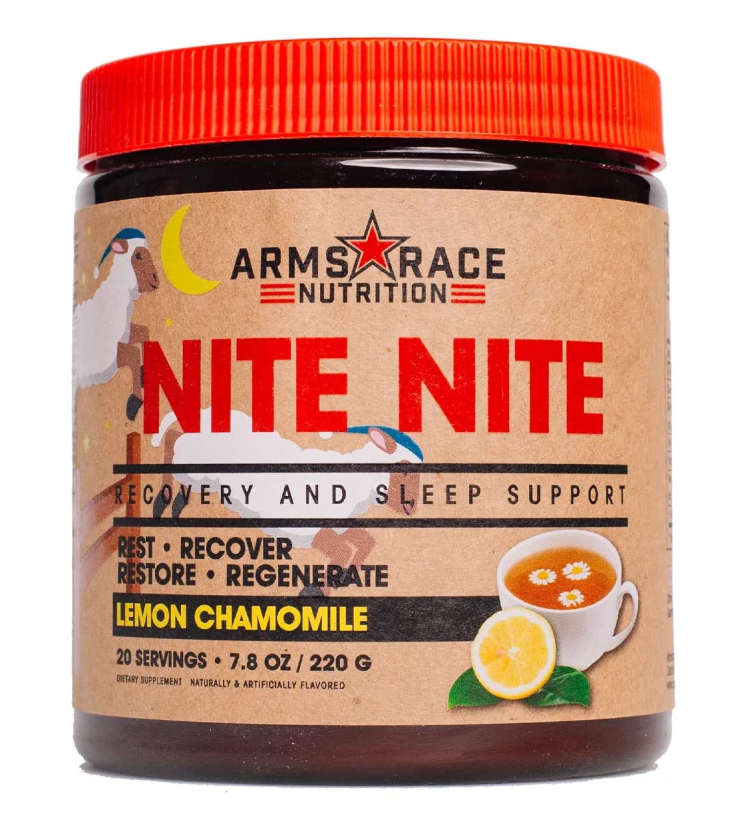 Arms Race Nutrition NITE NITE Recovery and Sleep Support 7.4 oz (20 Servings) (Lemon Chamomile) - Buy Online on GoSupps.com
